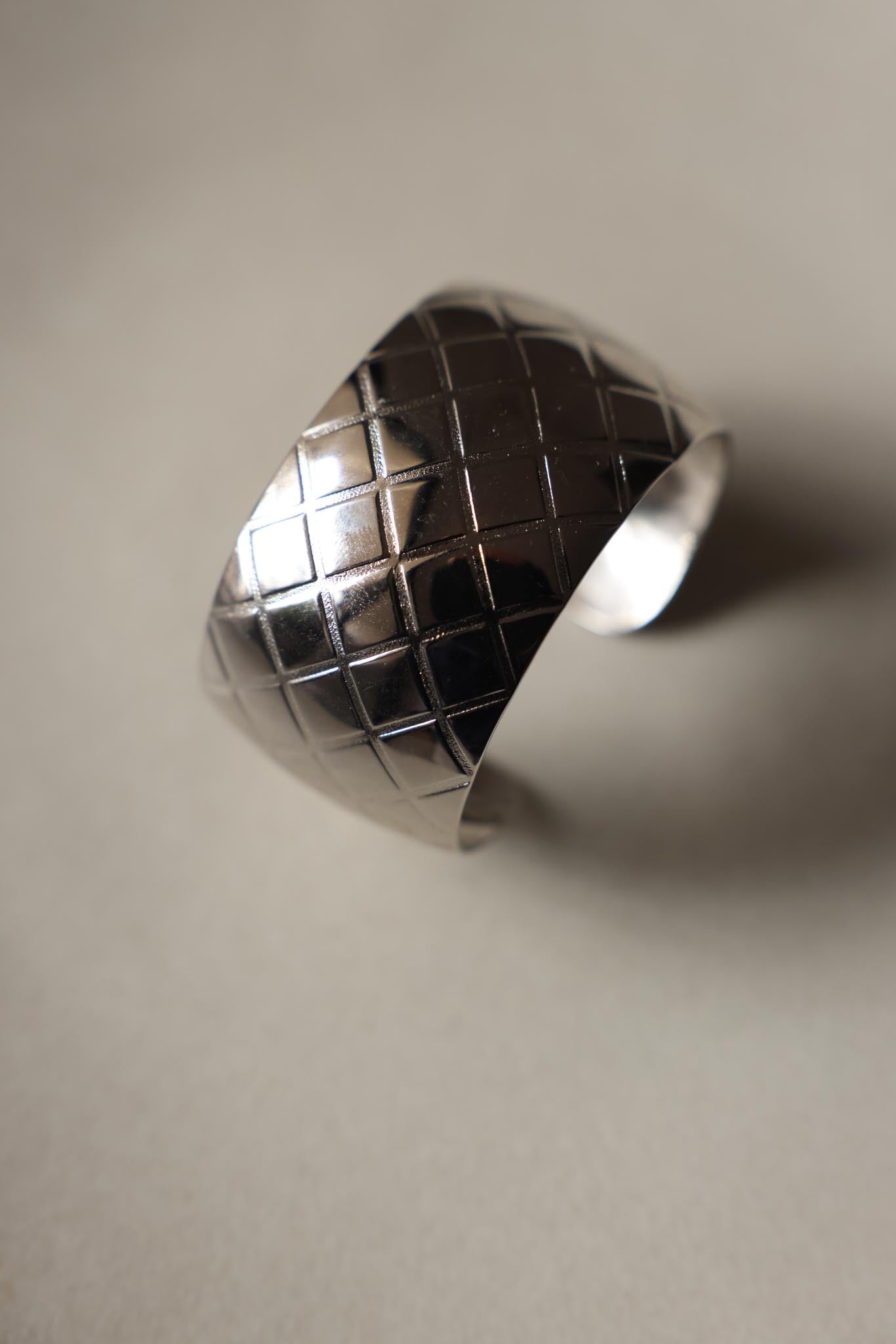 Silver-Plated Quilted Cuff Bracelet|Vintage Baazaar 