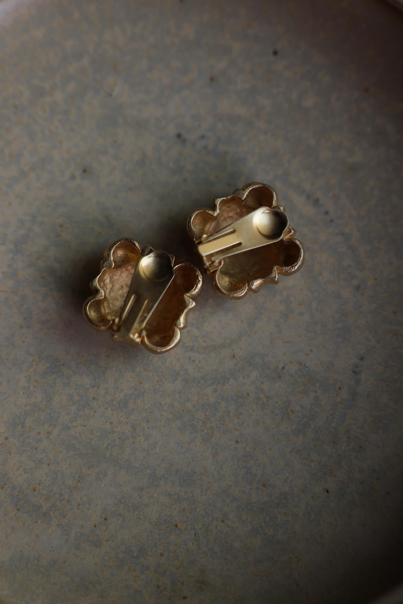 Matte Gold Hammered Clip-On Earrings