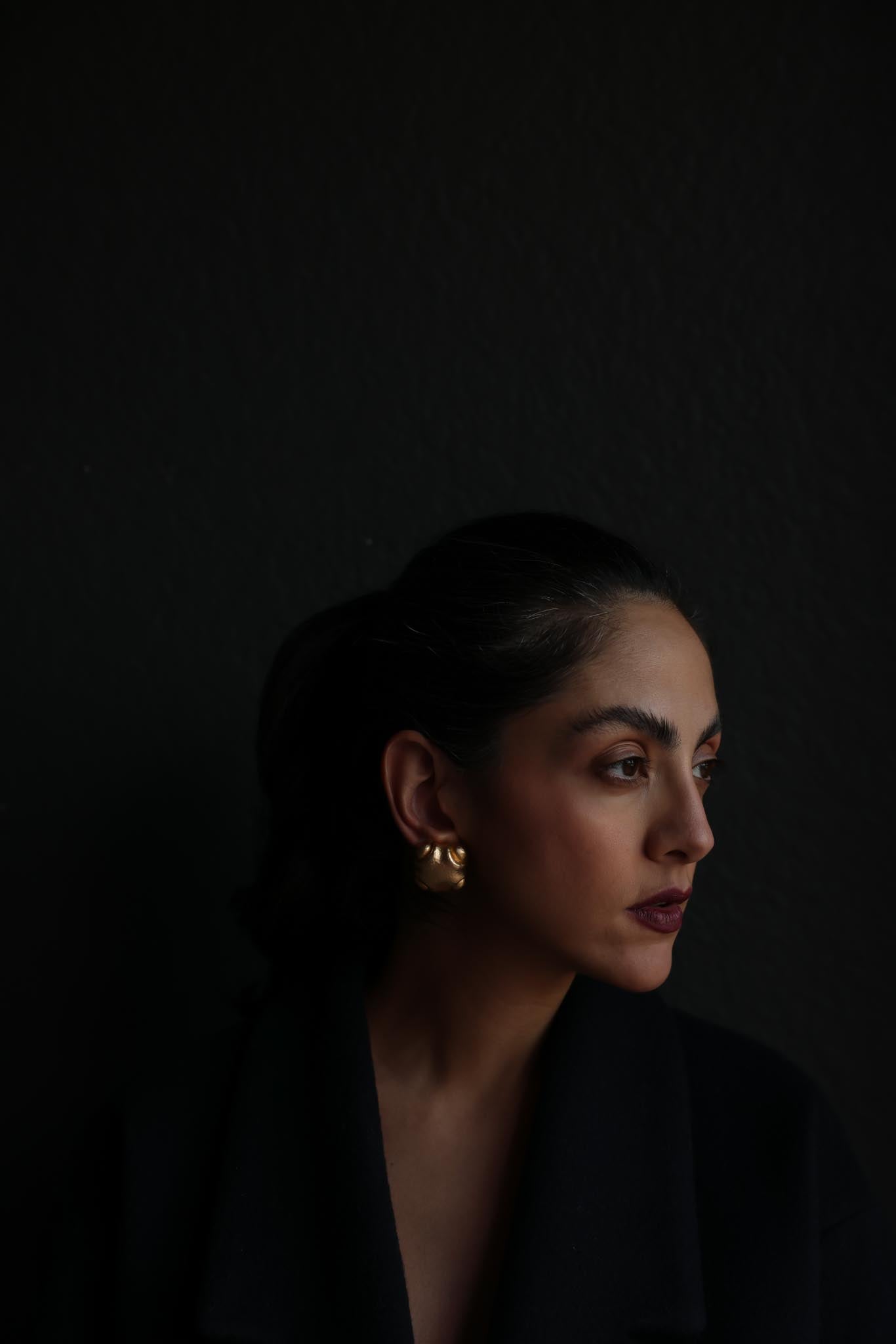 Matte Gold Hammered Clip-On Earrings