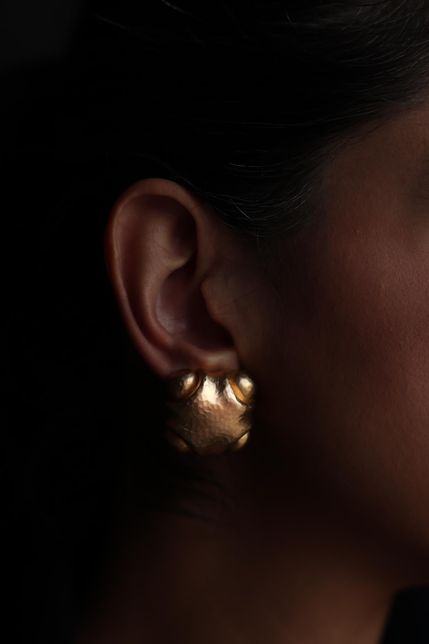 Matte Gold Hammered Clip-On Earrings