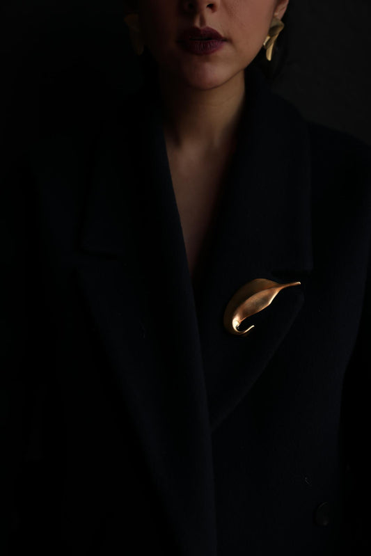 Matte Gold Leaf Brooch
