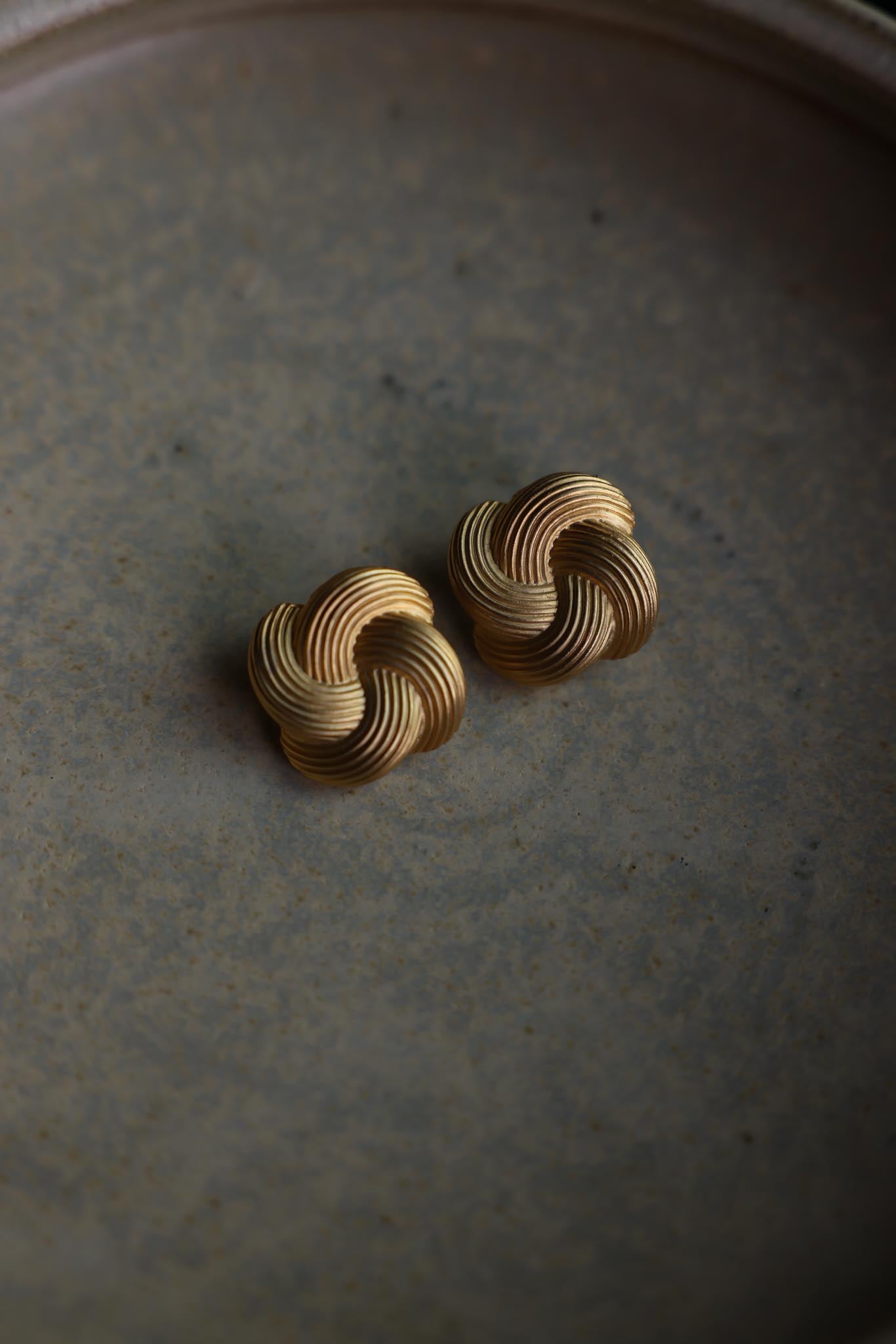 Brushed Gold Clip-On Earrings with Swirl Design
