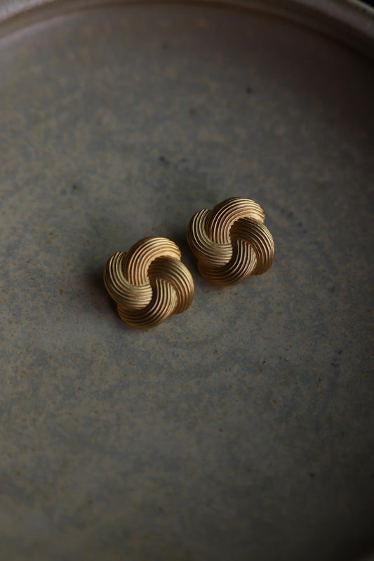 Brushed Gold Clip-On Earrings with Swirl Design