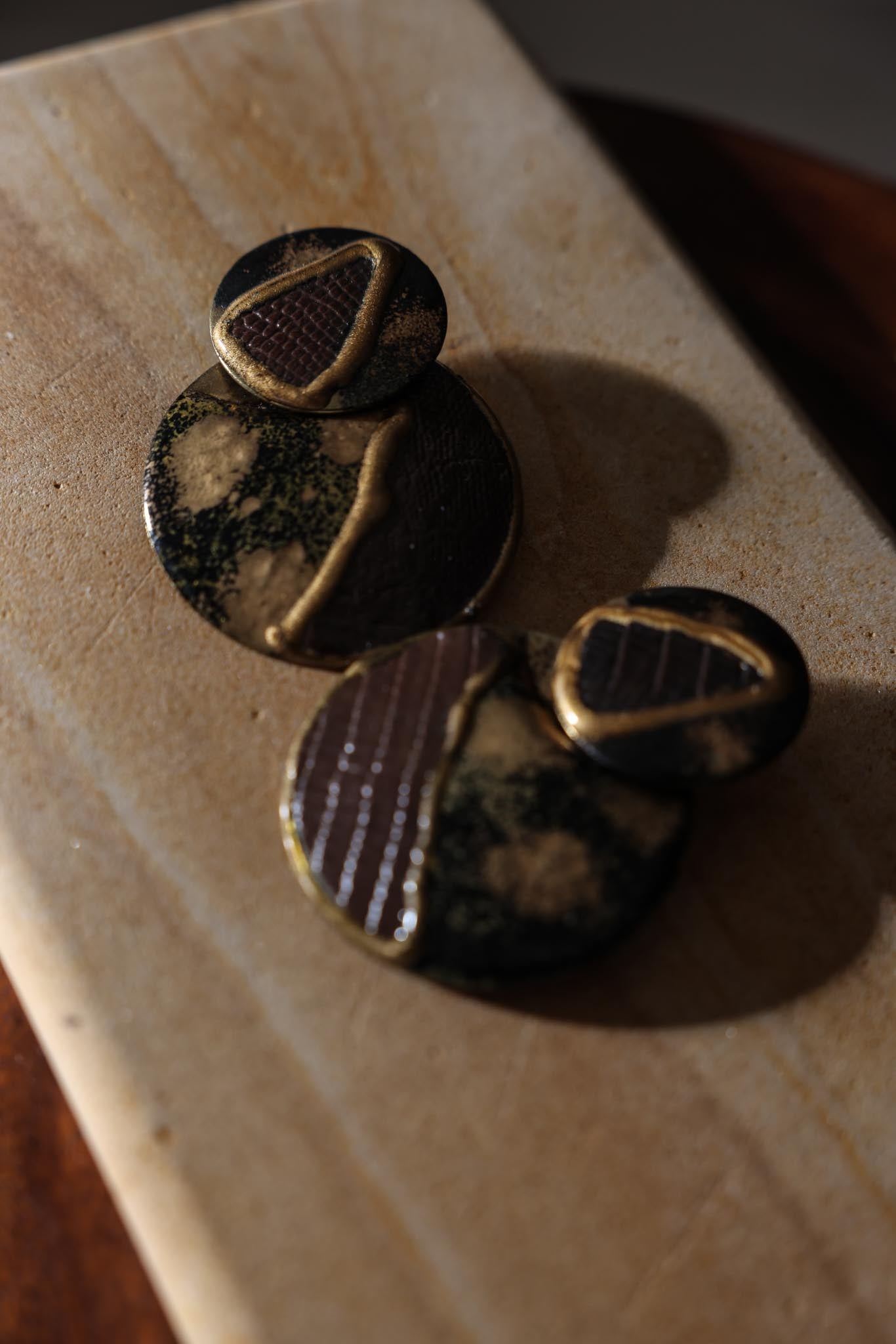 Golden Earth Mosaic Earrings|Vintage Baazaar 