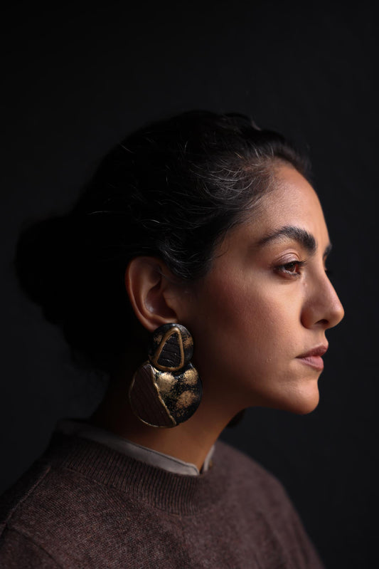 Golden Earth Mosaic Earrings|Vintage Baazaar 