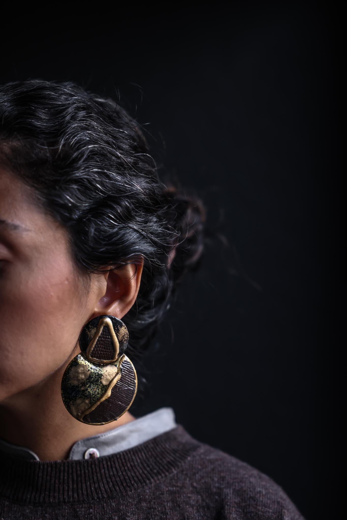Golden Earth Mosaic Earrings|Vintage Baazaar 
