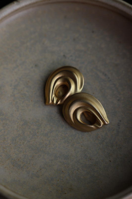 Matte Gold Sculptural Clip-On Earrings