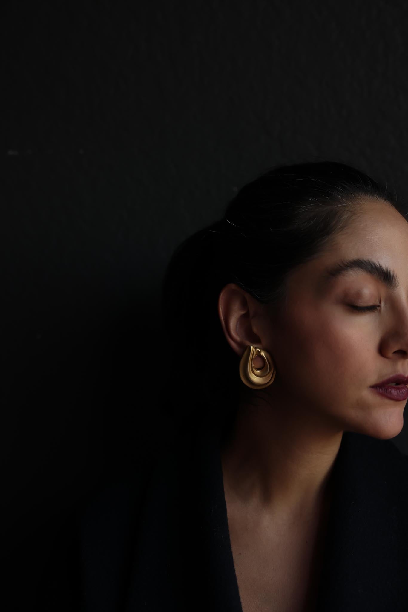 Matte Gold Sculptural Clip-On Earrings