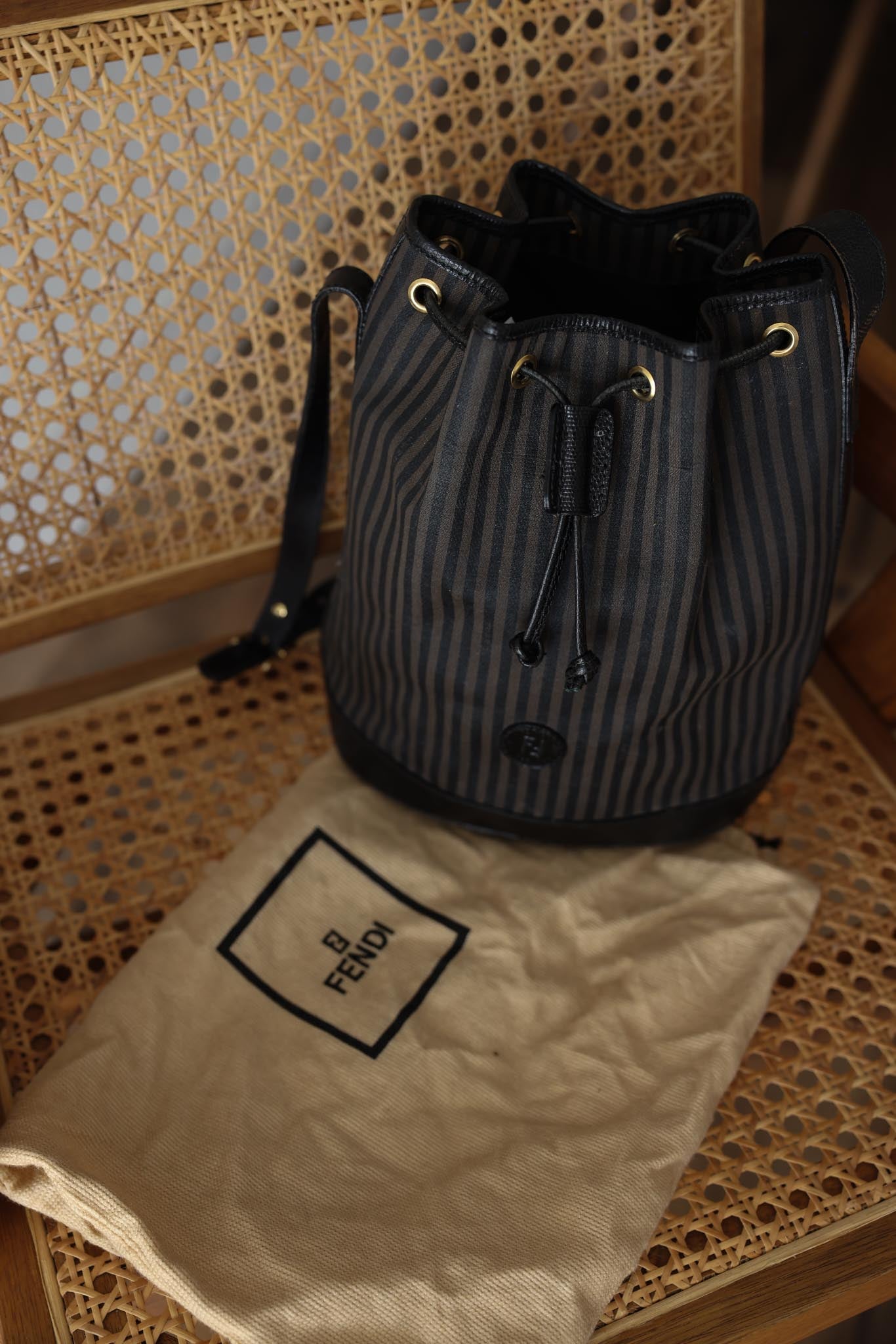 Vintage Fendi Striped Bucket Bag|Vintage Baazaar 