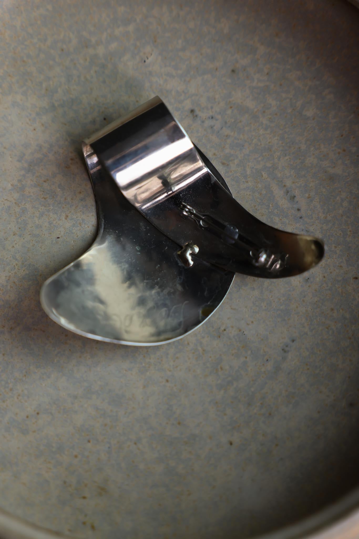 Sculptural Silver-Tone Abstract Brooch