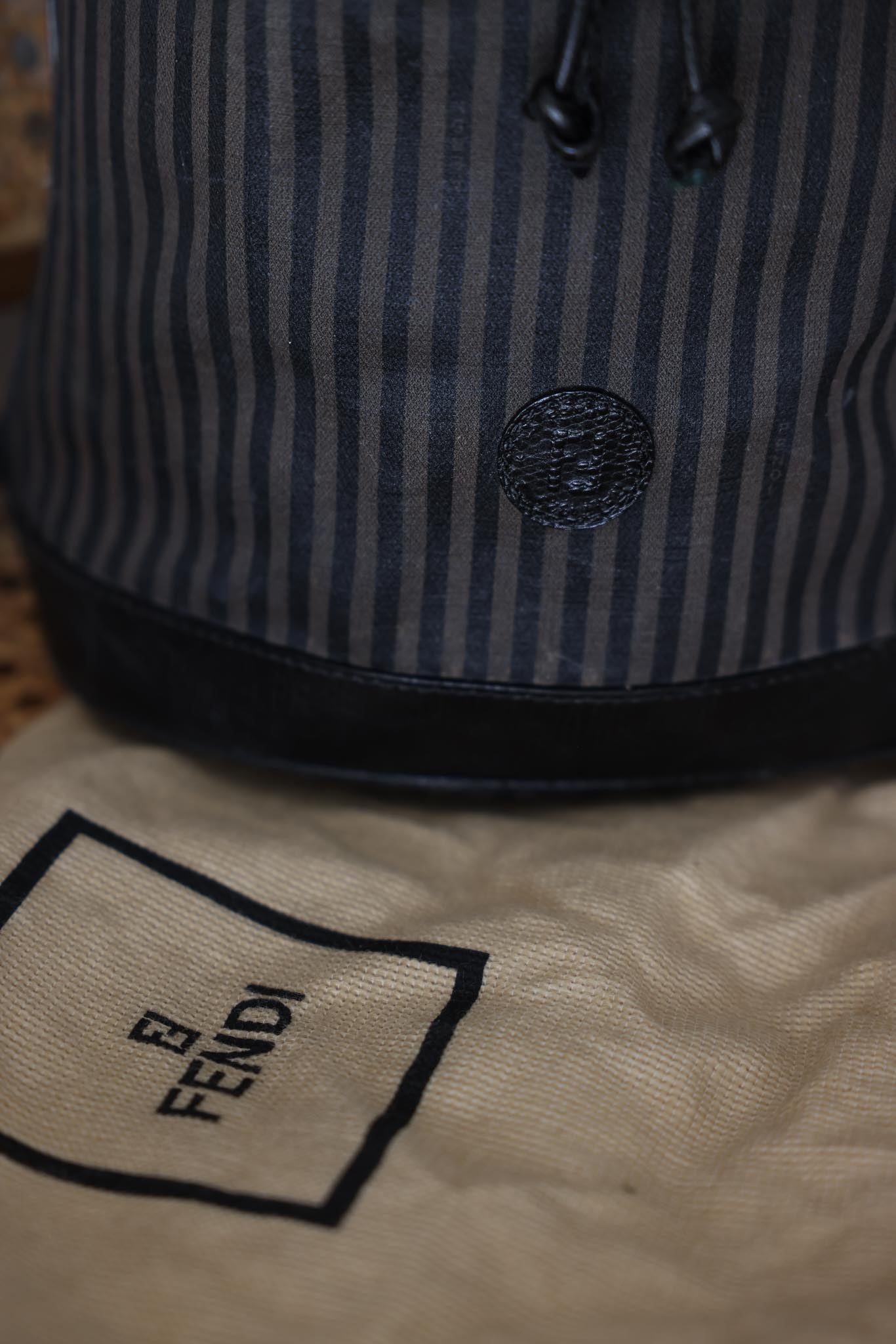 Vintage Fendi Striped Bucket Bag|Vintage Baazaar 