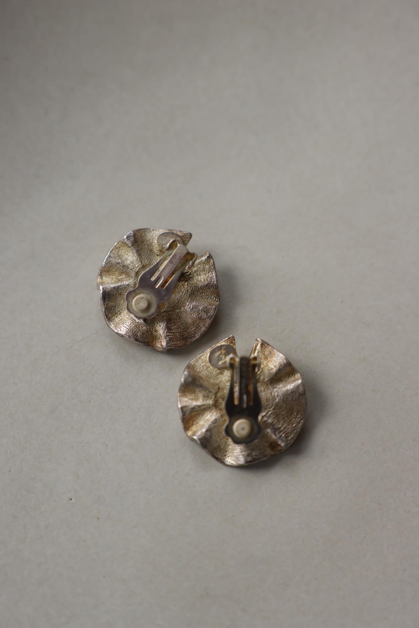 Norman Jean Two-Tone Clip-On Earrings|Vintage Baazaar 