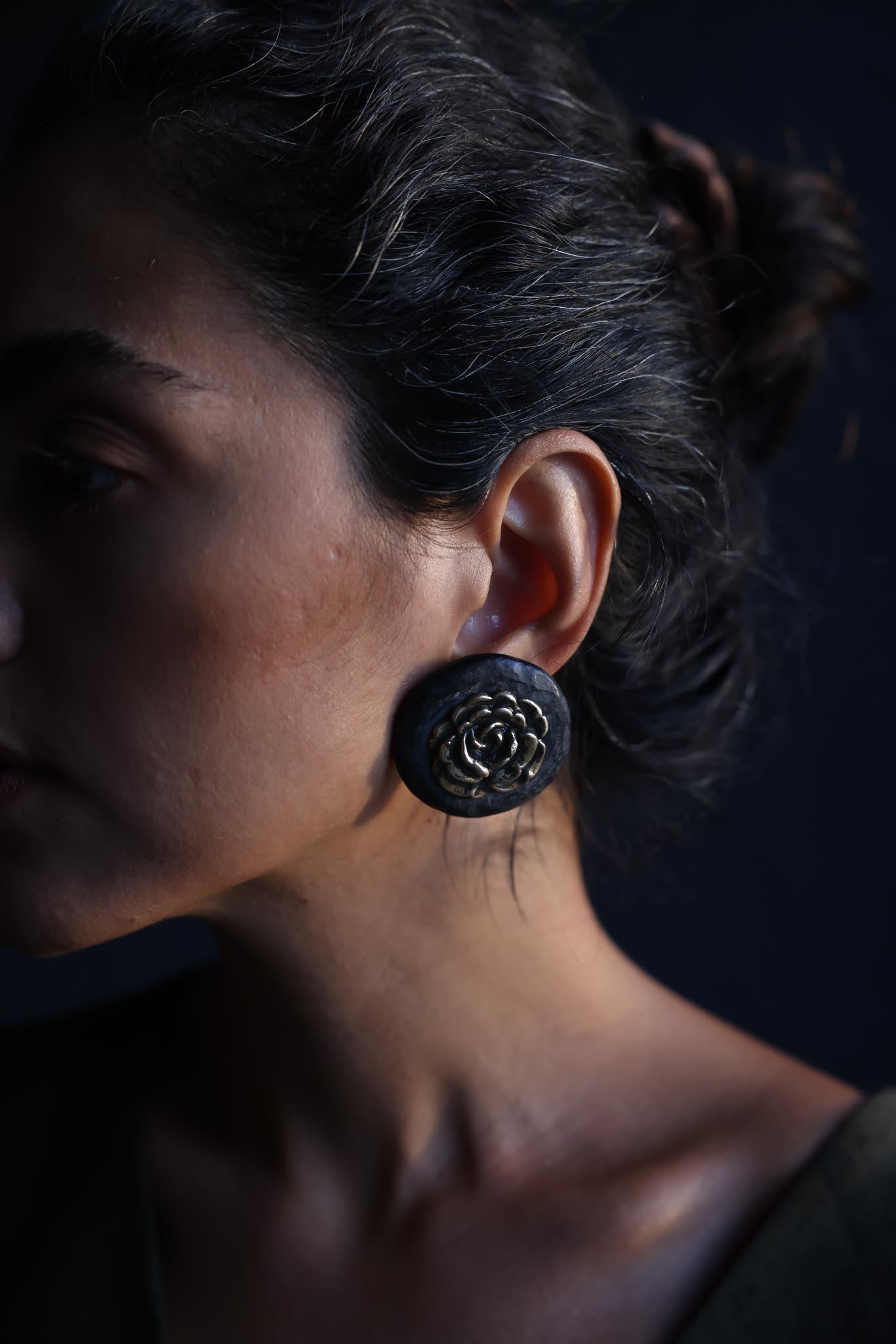 Midnight Rose Earrings|Vintage Baazaar 