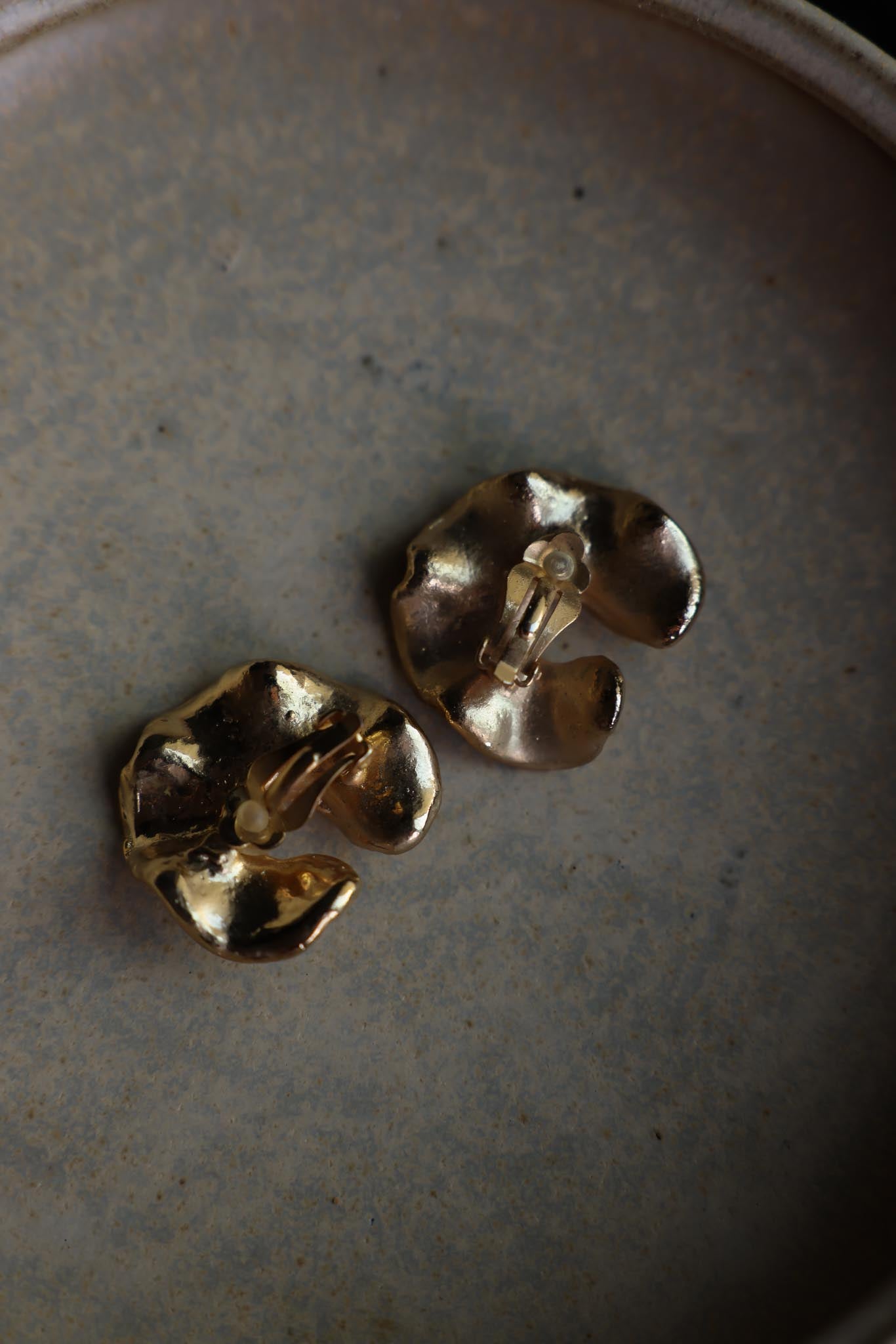 Matte Gold Sculptural Clip-On Earrings
