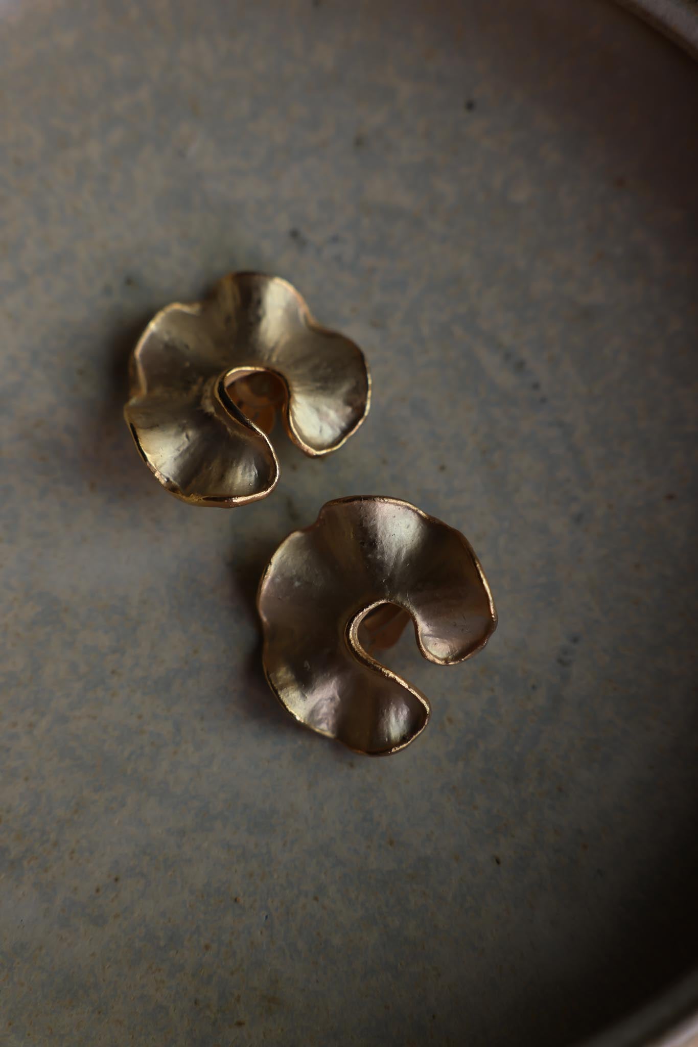 Matte Gold Sculptural Clip-On Earrings