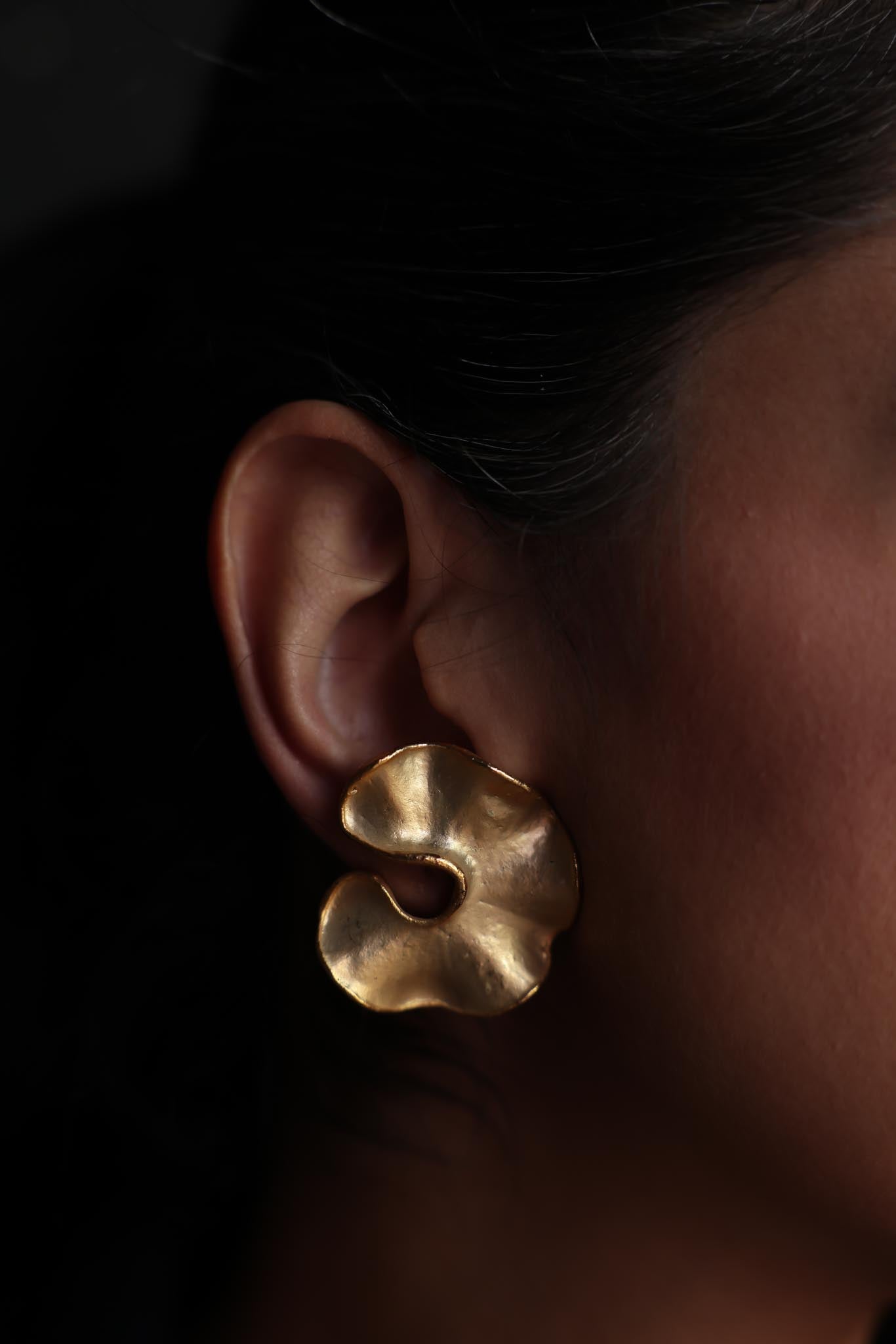 Matte Gold Sculptural Clip-On Earrings