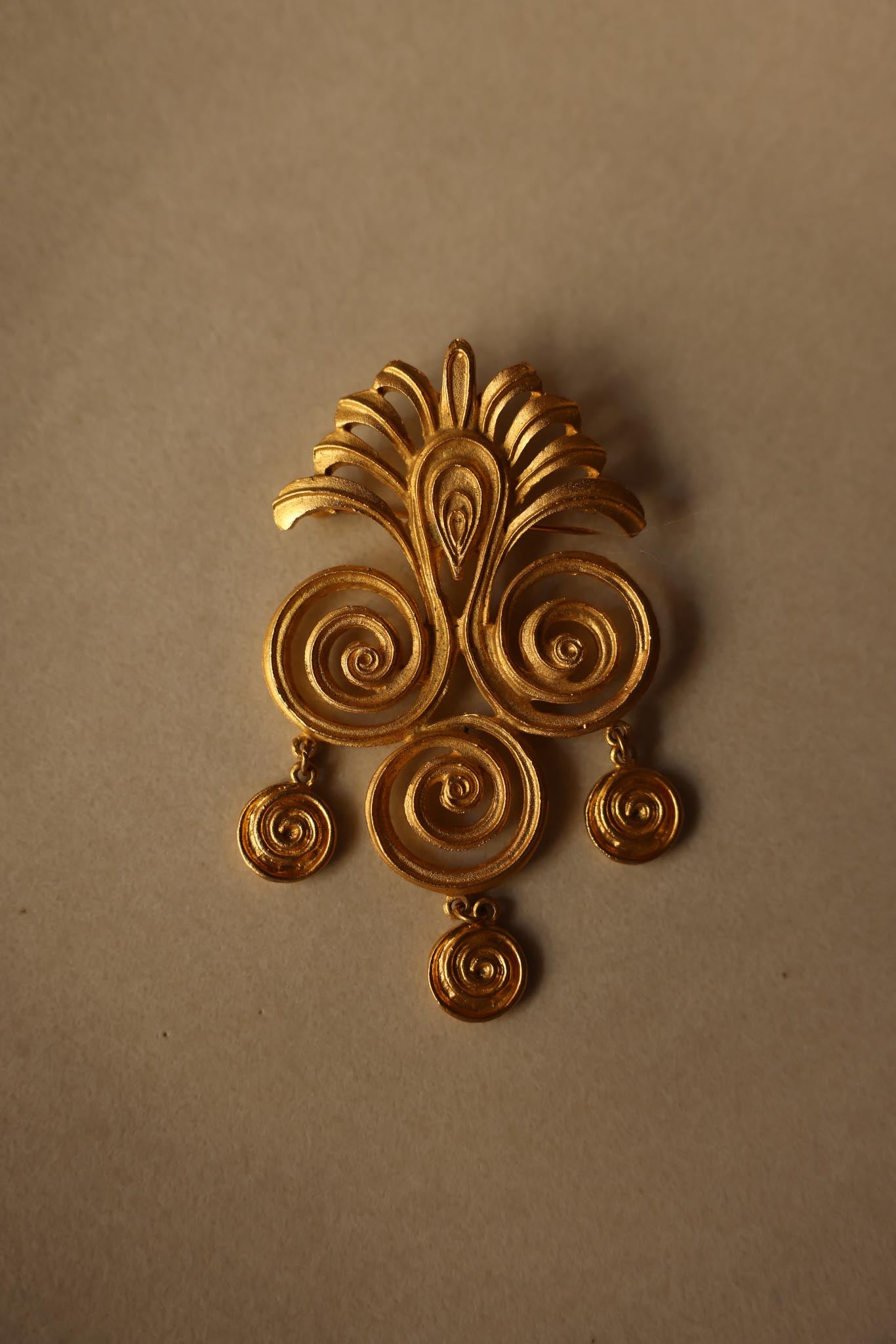 Coro Gold-Tone Spiral Drop Brooch|Vintage Baazaar 