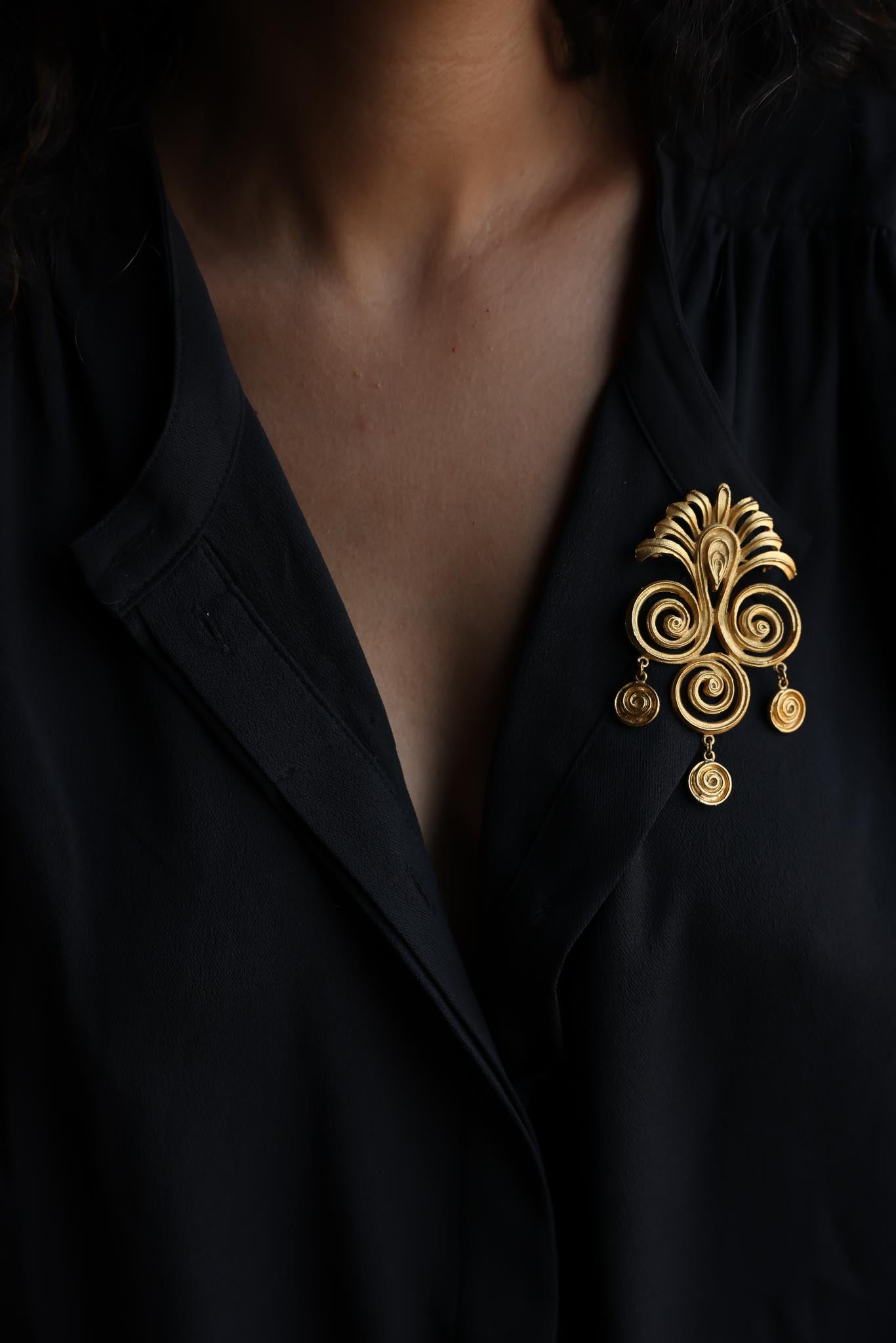 Coro Gold-Tone Spiral Drop Brooch|Vintage Baazaar 