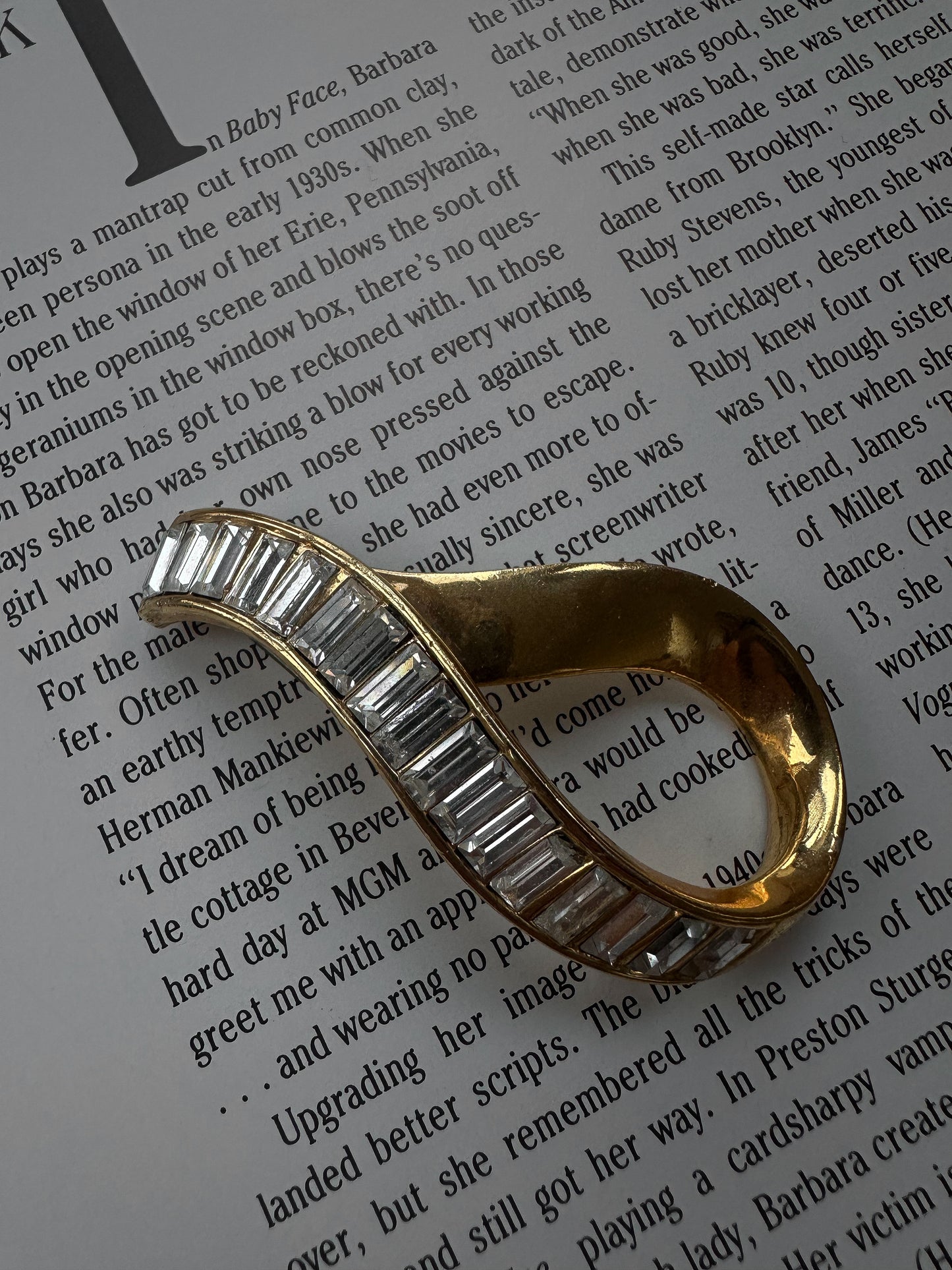 Vintage Signed Swarovski Ribbon Baguette Brooch|Vintage Baazaar 