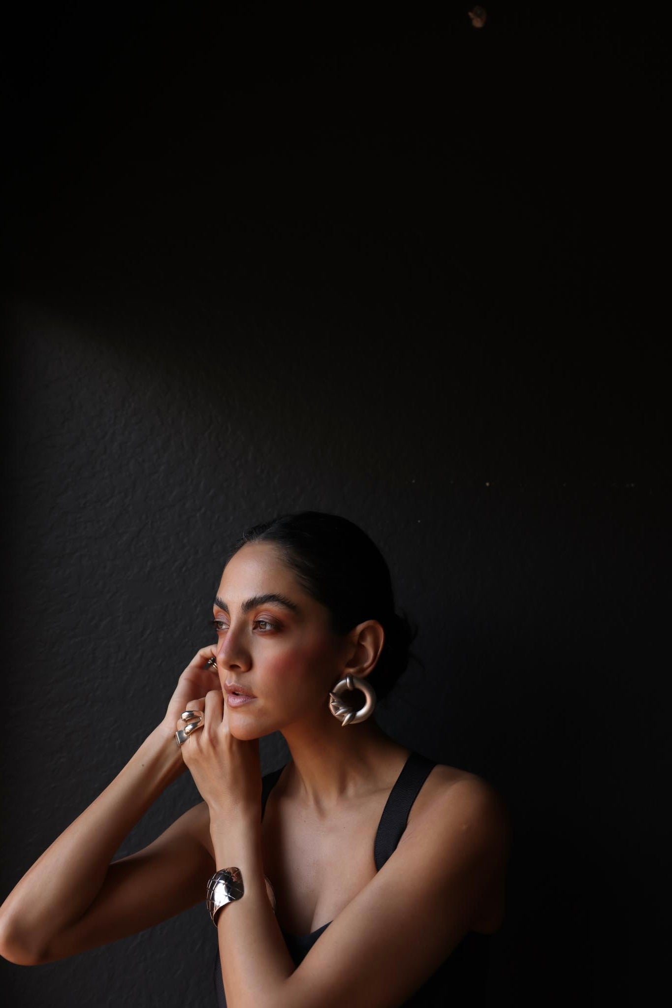 Silver-Tone Sculptural Pierced Earrings|Vintage Baazaar 