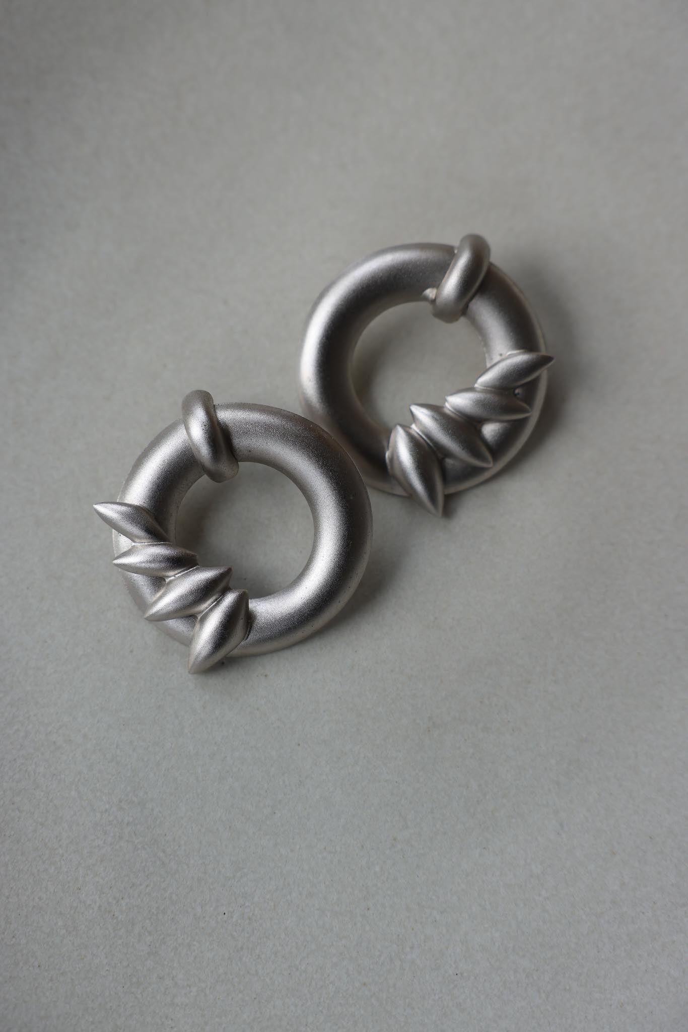 Silver-Tone Sculptural Pierced Earrings|Vintage Baazaar 