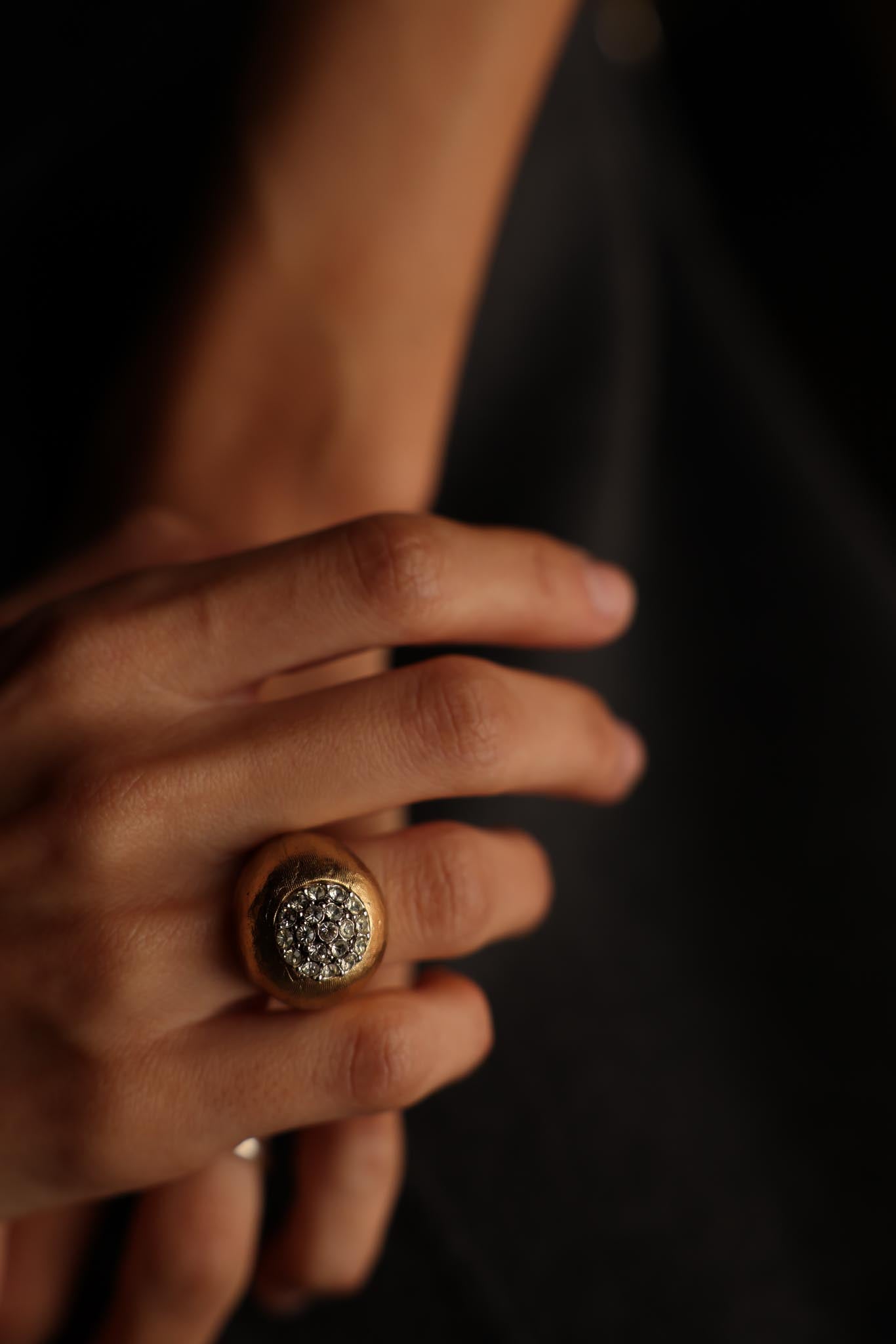 Napier Gold-Plated Rhinestone Ring|Vintage Baazaar 