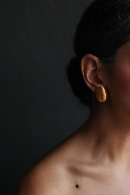 Textured Oval Gold-Tone Clip-On Earrings
