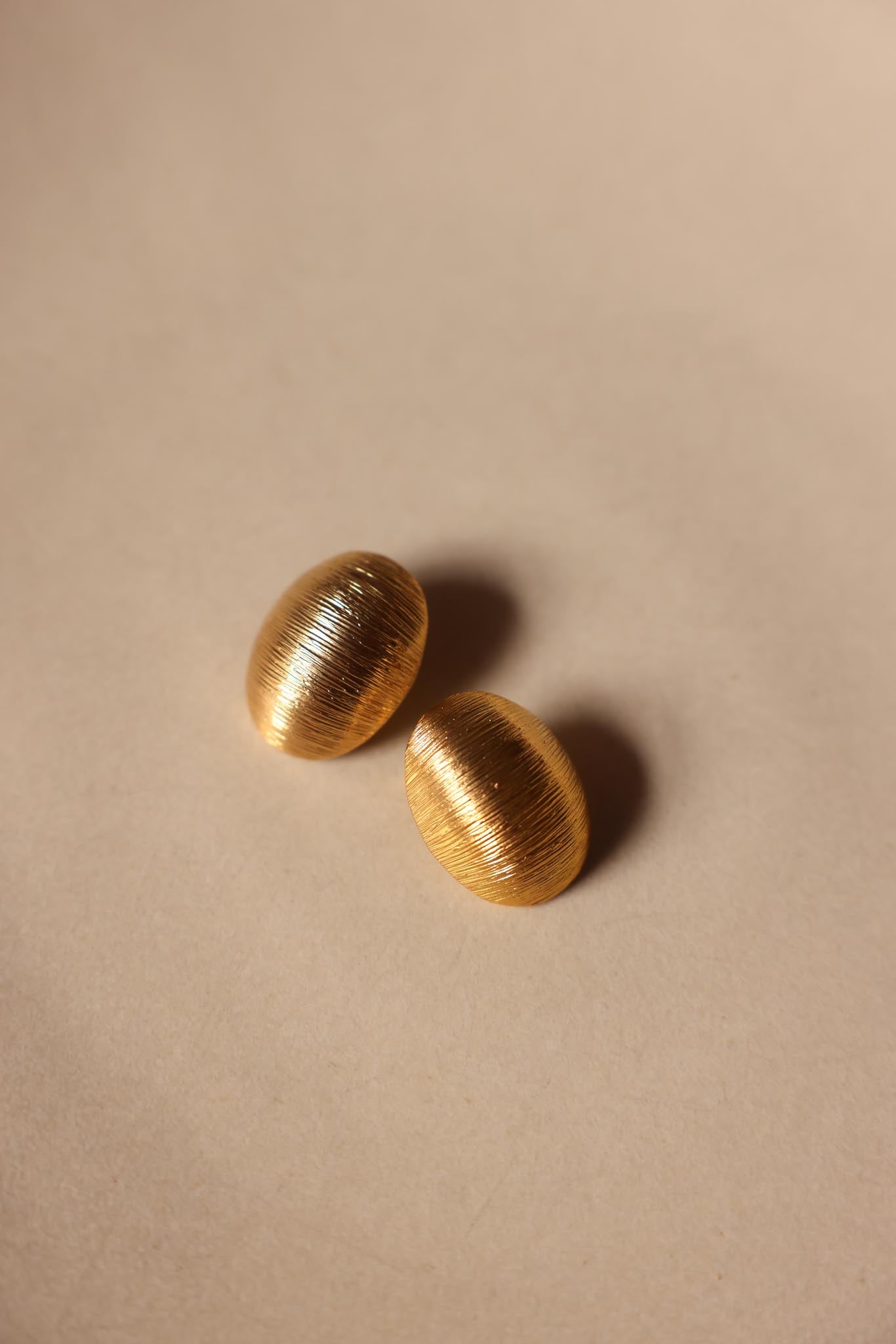 Textured Oval Gold-Tone Clip-On Earrings