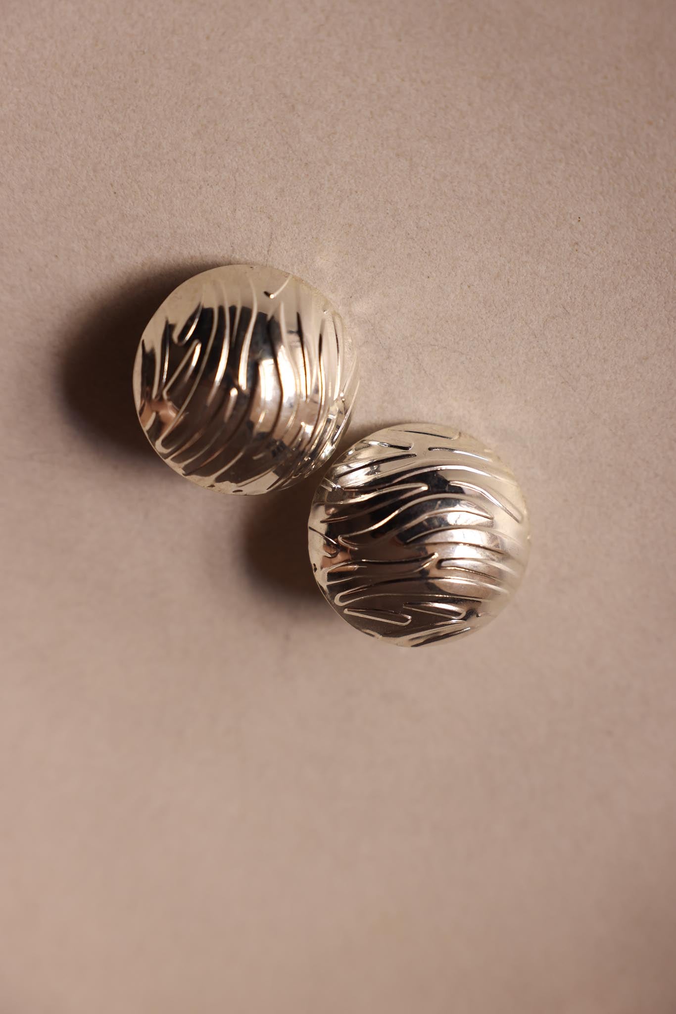 Silver-Tone Textured Round Clip-On Earrings