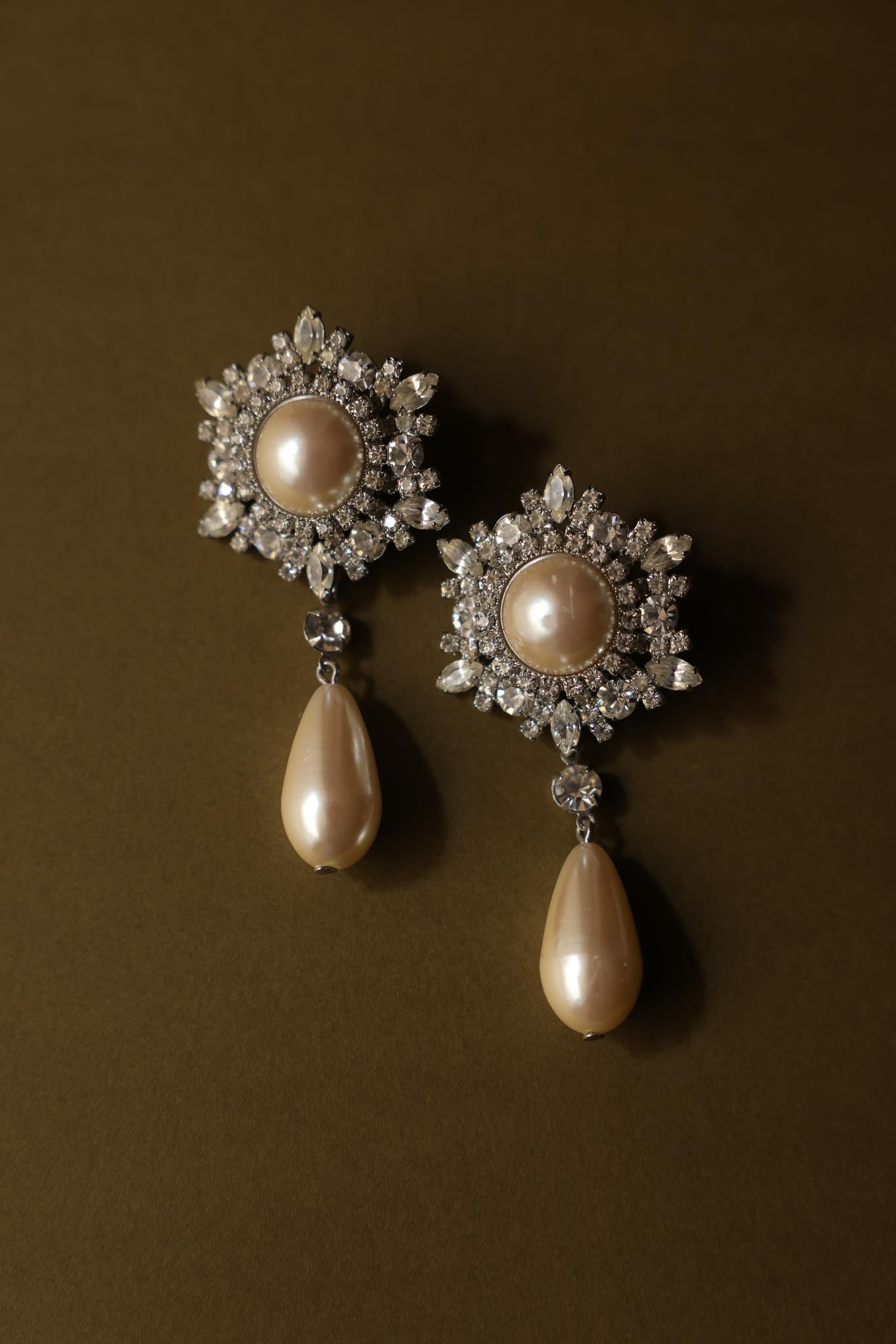 Crystal Bloom Drop Earrings|Vintage Baazaar 