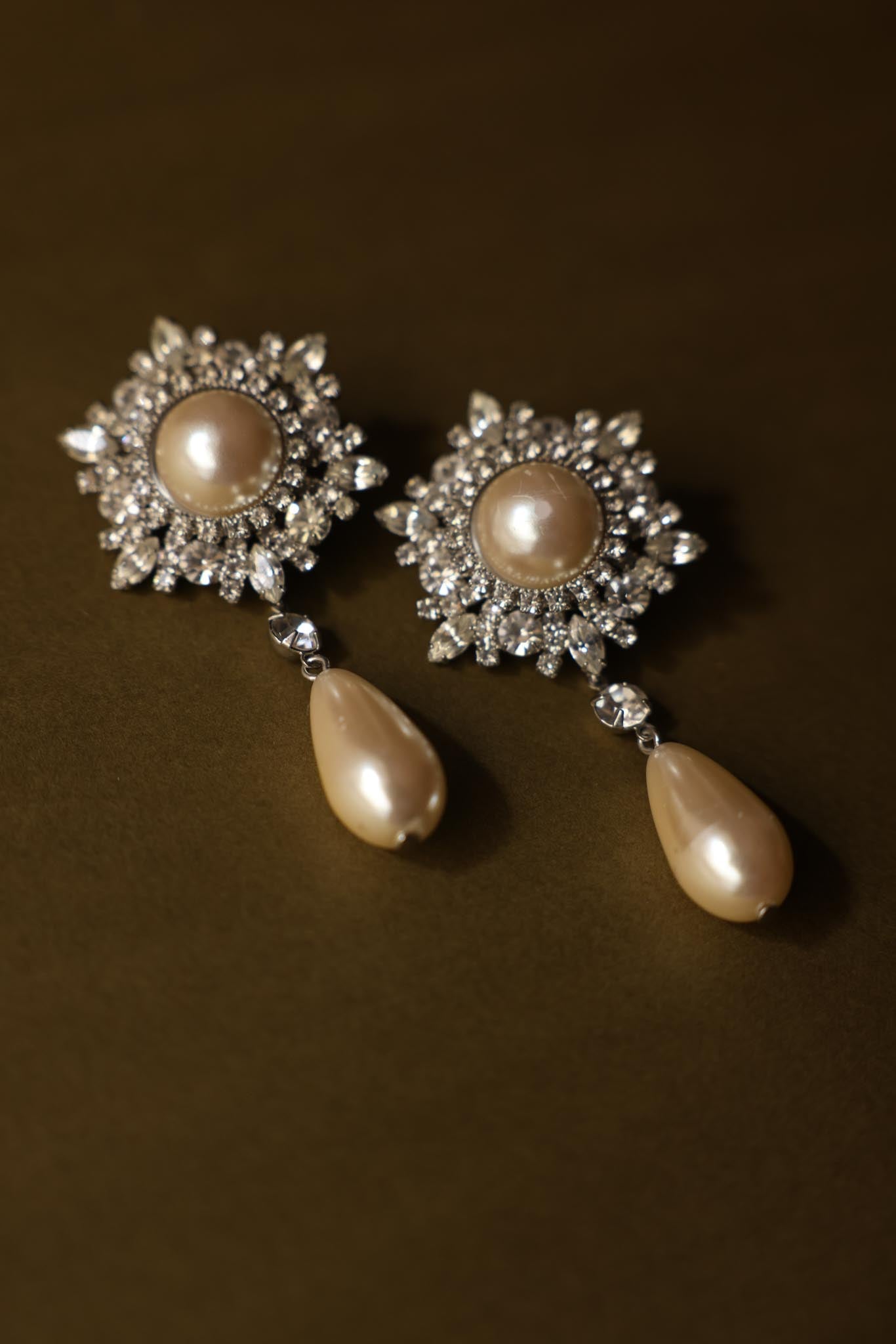 Crystal Bloom Drop Earrings|Vintage Baazaar 