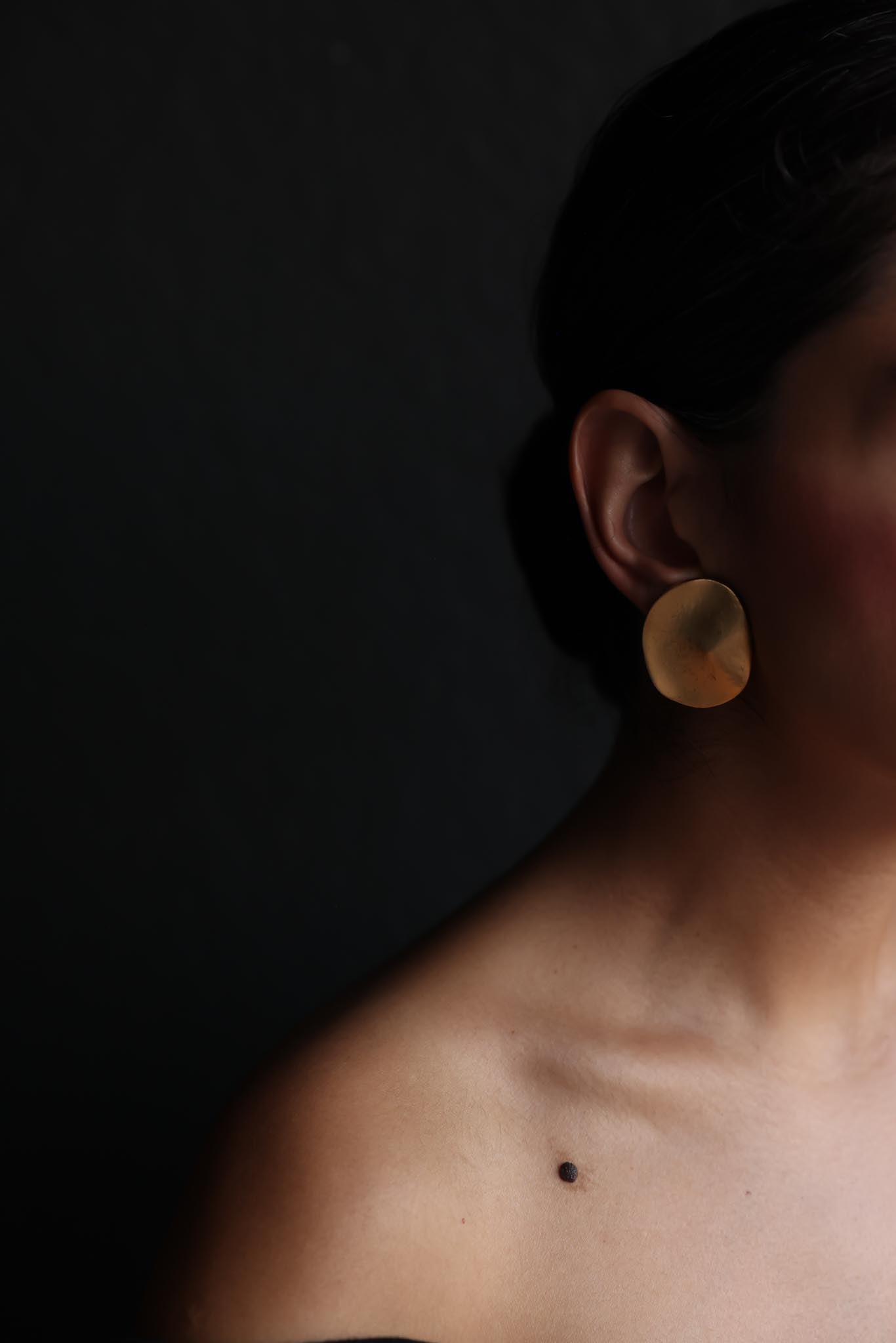Matte Gold Sculptural Clip-On Earrings