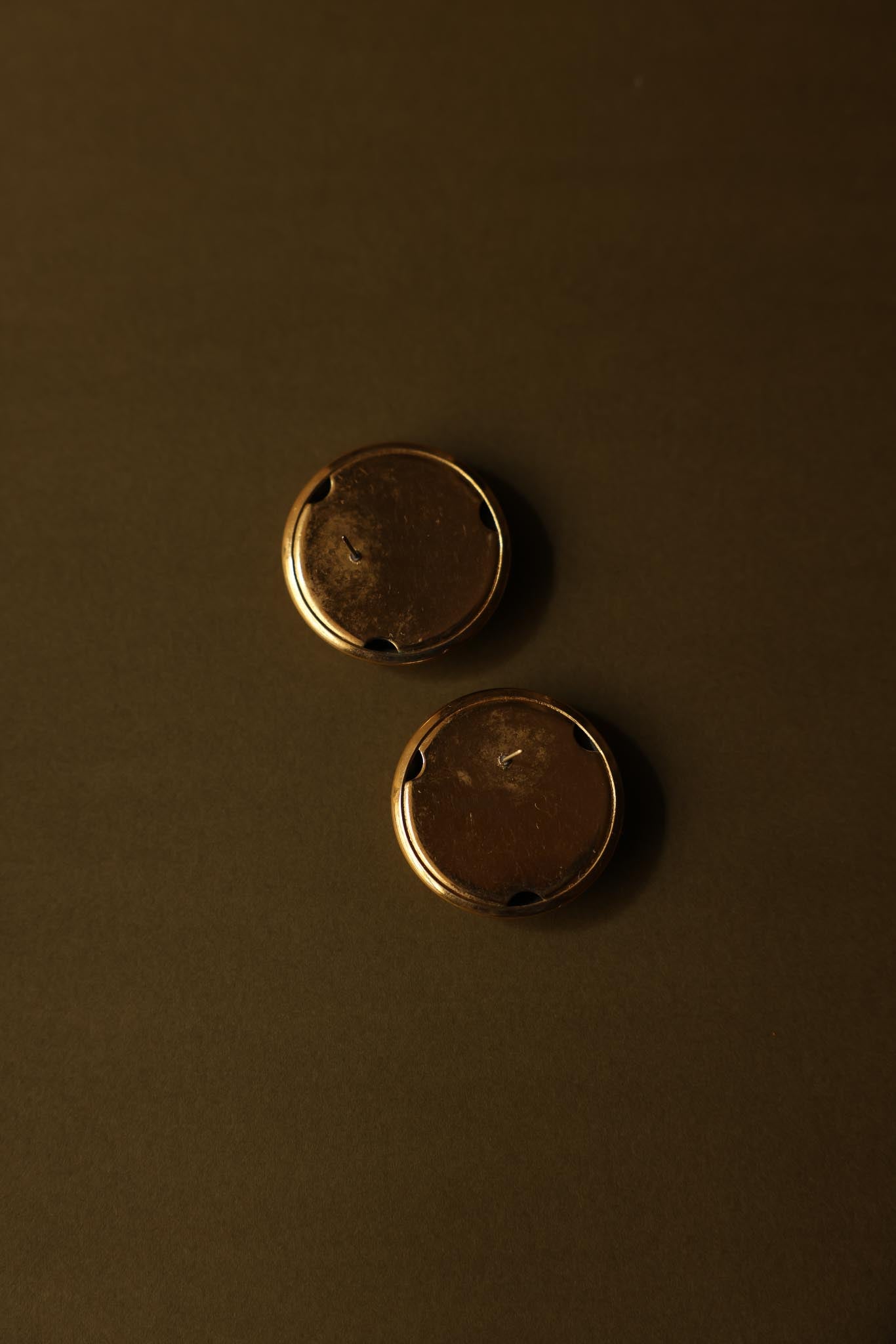 Round Gold-Tone Pierced Earrings with Engraved Design|Vintage Baazaar 