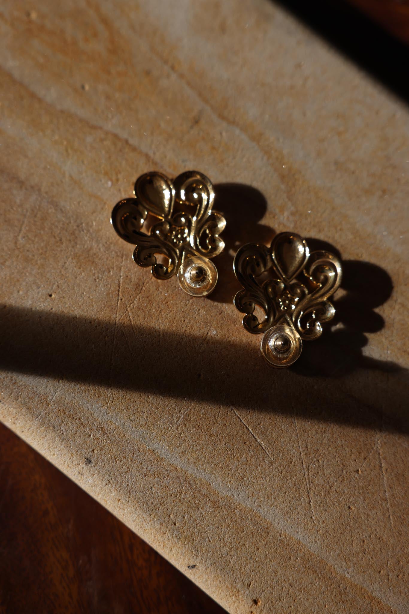Vintage Gold Tone Red Enamel Earrings|Vintage Baazaar 