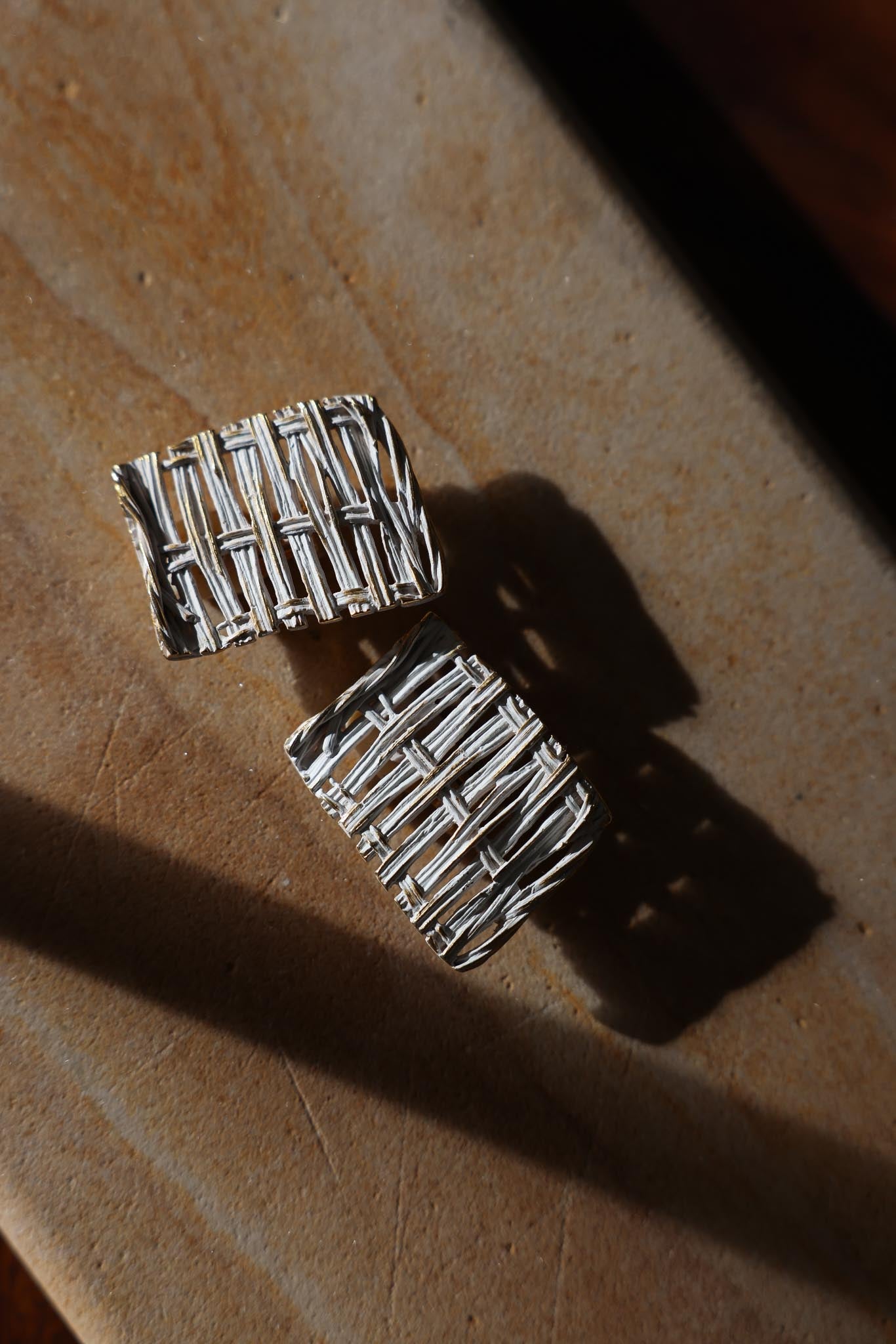 Gold-Ivory Weave Earrings|Vintage Baazaar 