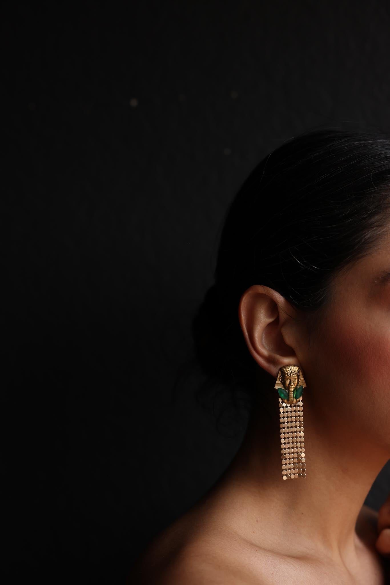 Pharaoh Cascade Dangle Earrings|Vintage Baazaar 