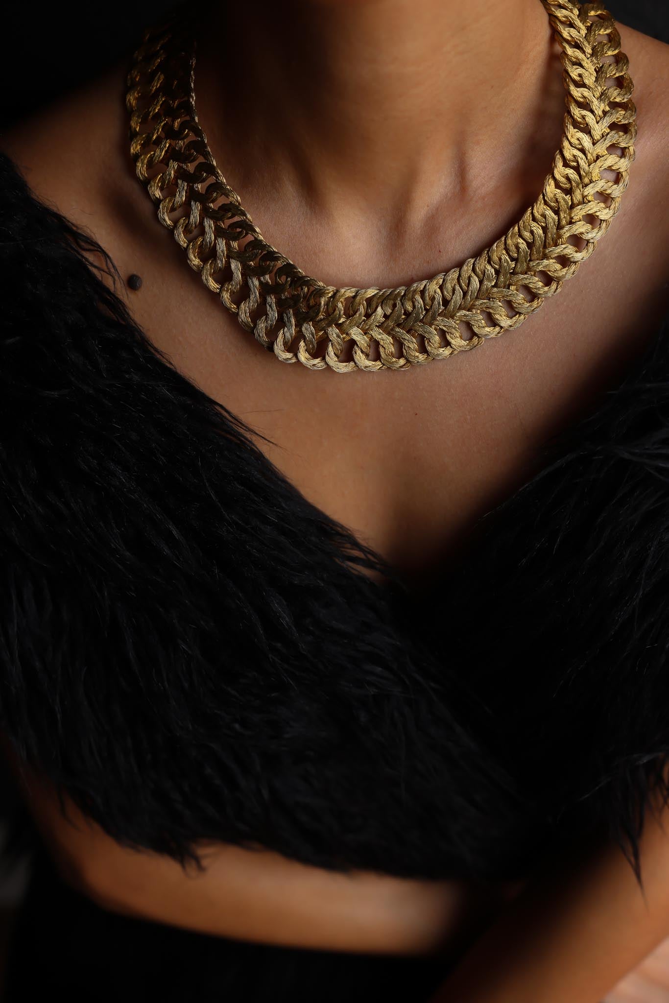 Gold-Tone Woven Chain  Antique Necklace|Vintage Baazaar 