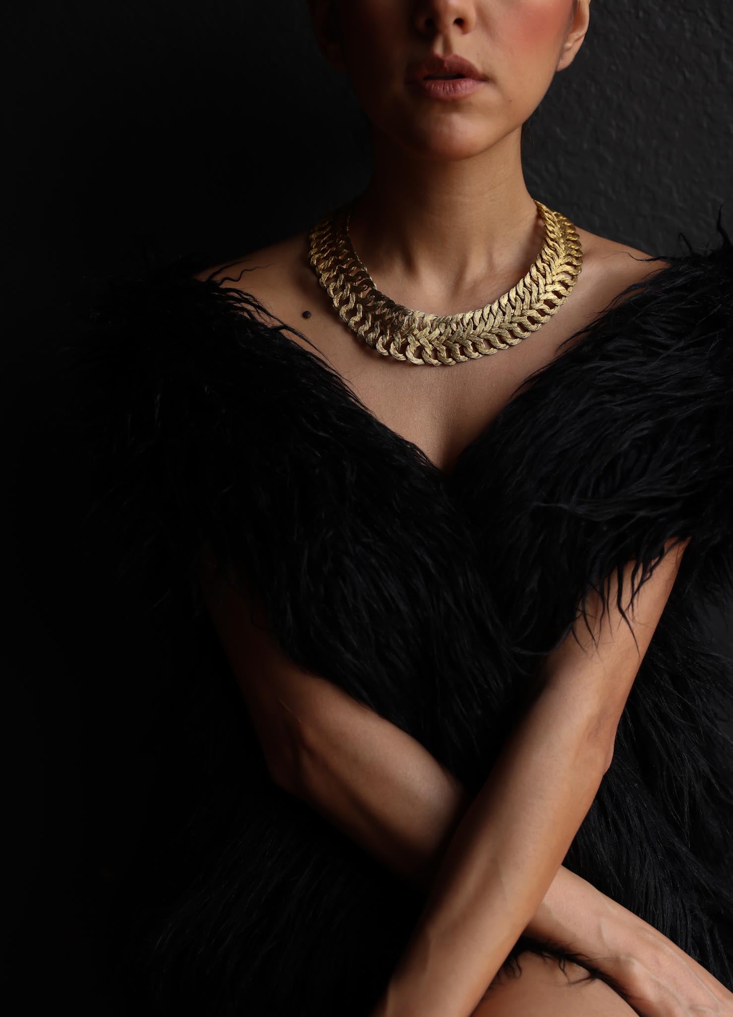 Gold-Tone Woven Chain  Antique Necklace|Vintage Baazaar 