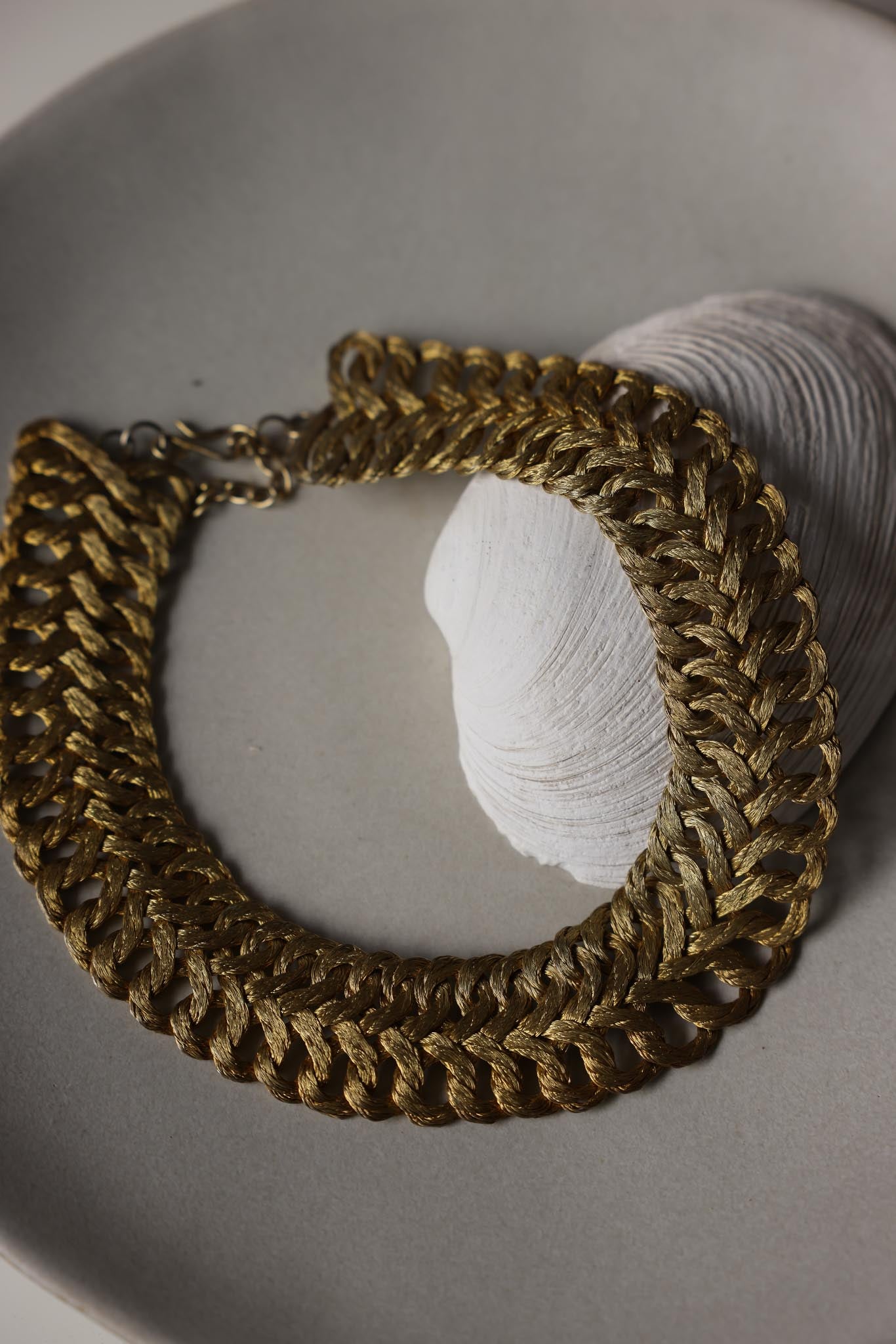 Gold-Tone Woven Chain  Antique Necklace|Vintage Baazaar 