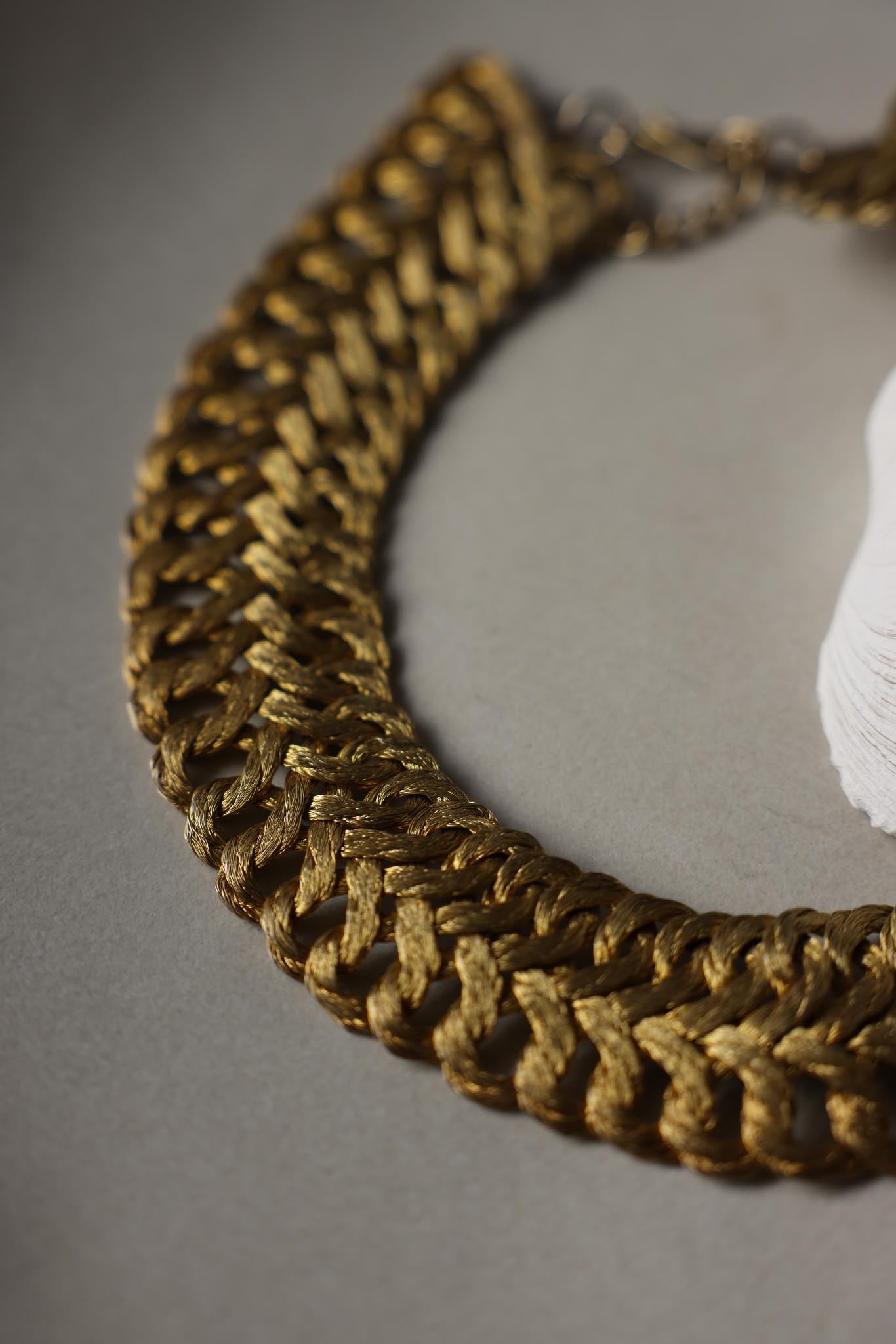 Gold-Tone Woven Chain  Antique Necklace|Vintage Baazaar 