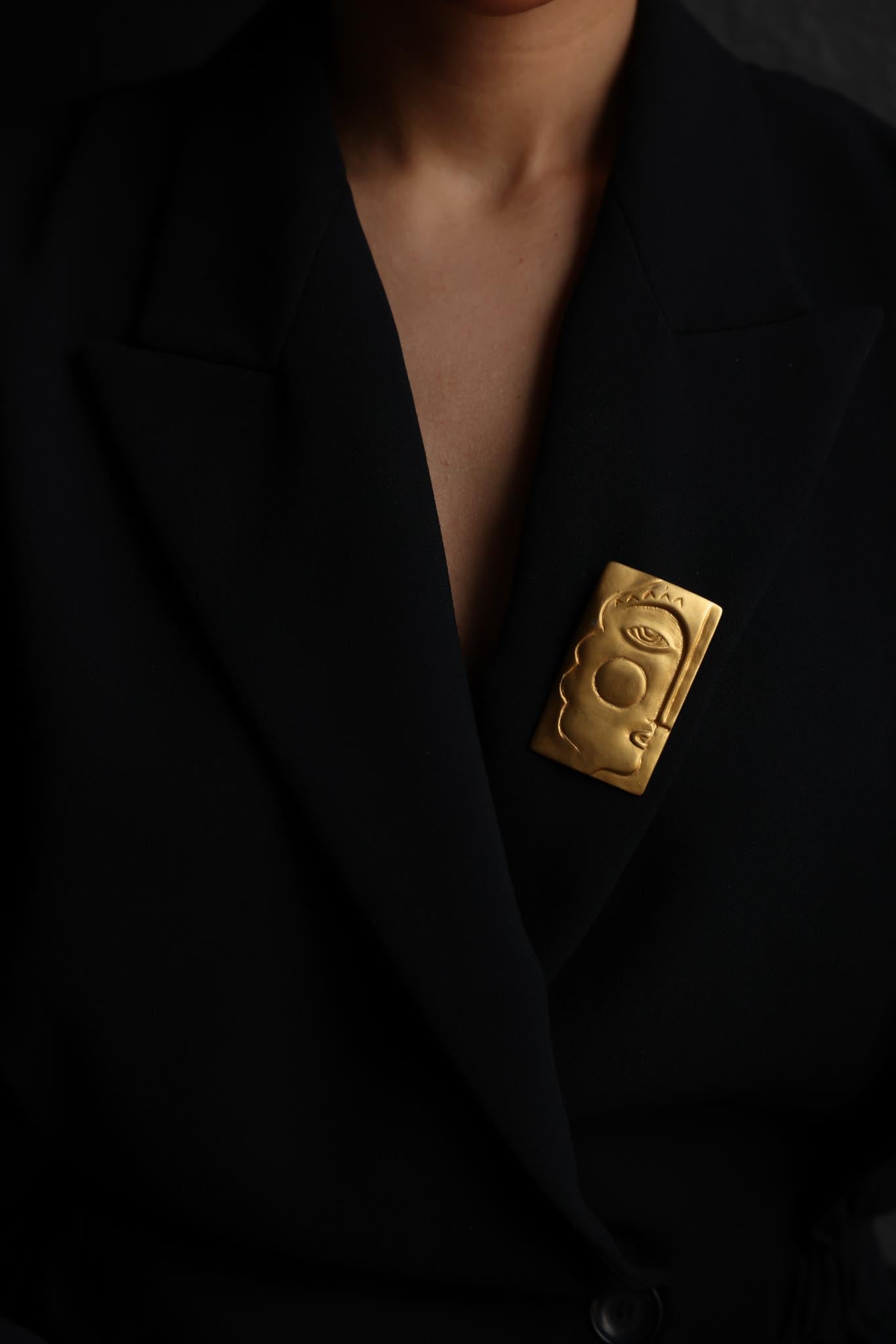 Modernist Gold Tone Brooch|Vintage Baazaar 