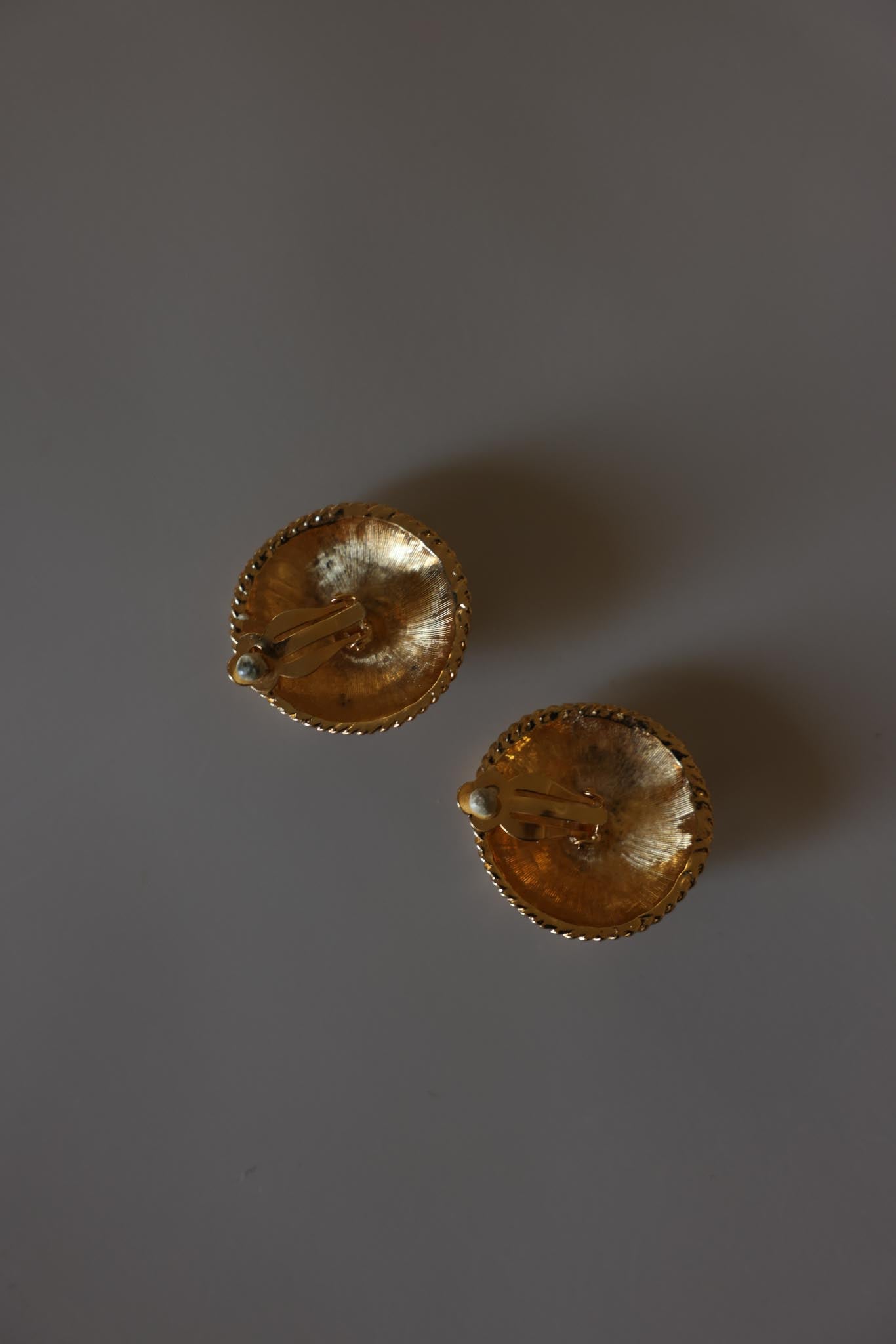 Gold Tone Faux Pearl Dome Clip-On Earrings