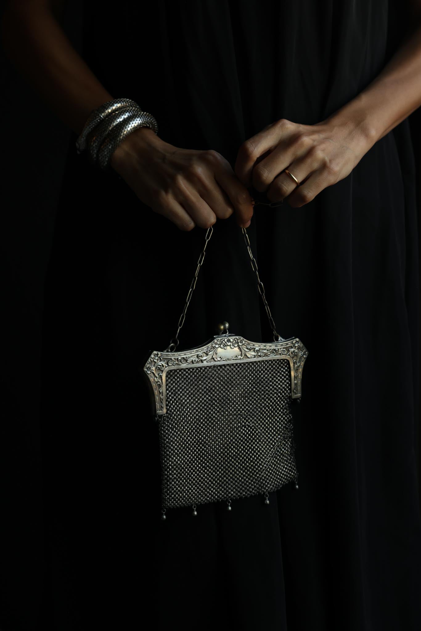 Antique Edwardian Silvertone Mesh Evening Bag | 1920s