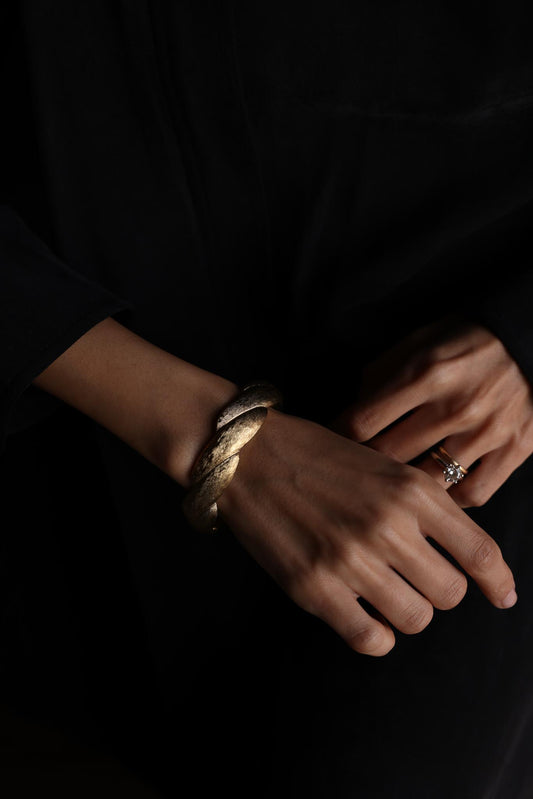 Givenchy Brushed Gold Textured Bangle|Vintage Baazaar 