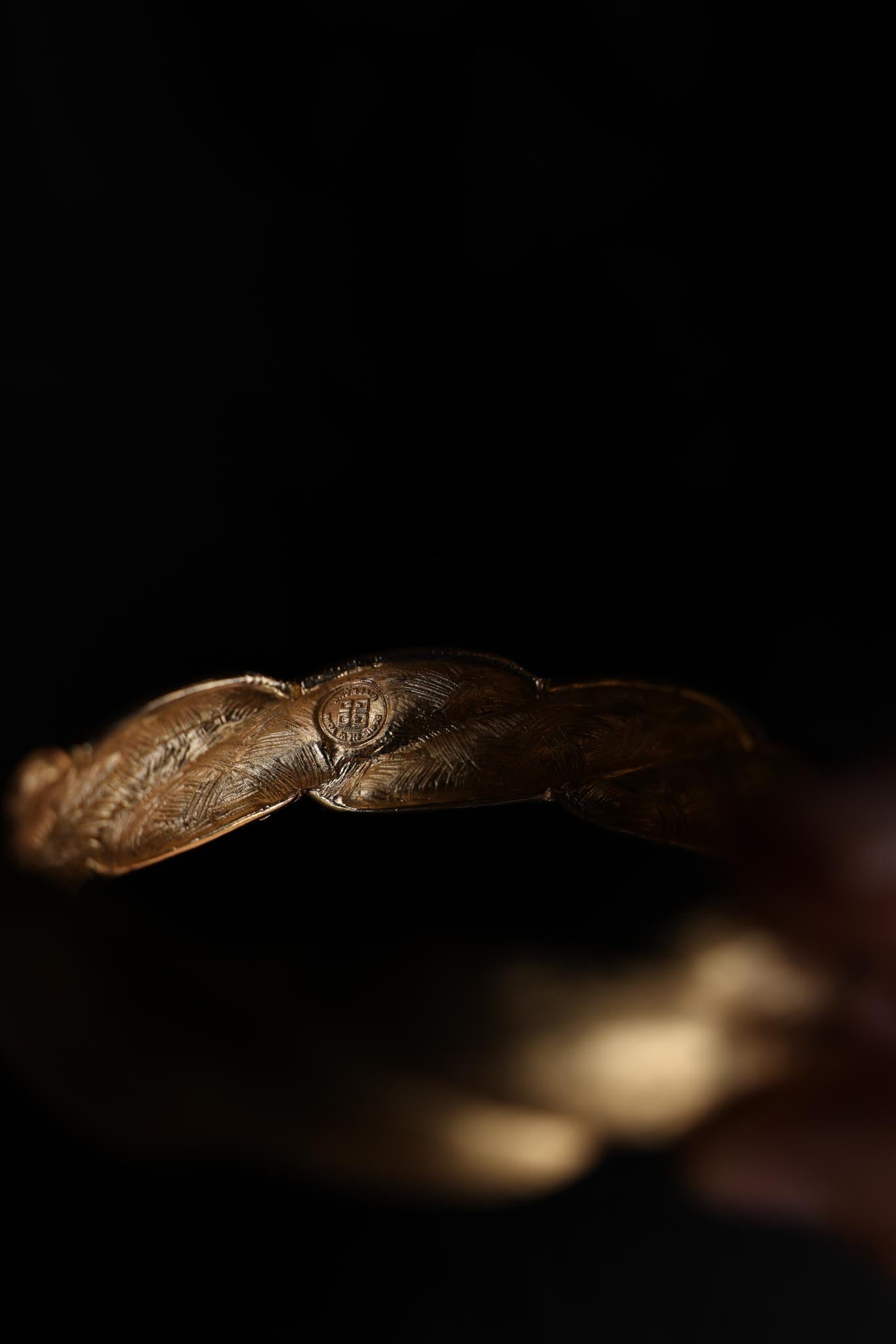 Givenchy Brushed Gold Textured Bangle|Vintage Baazaar 