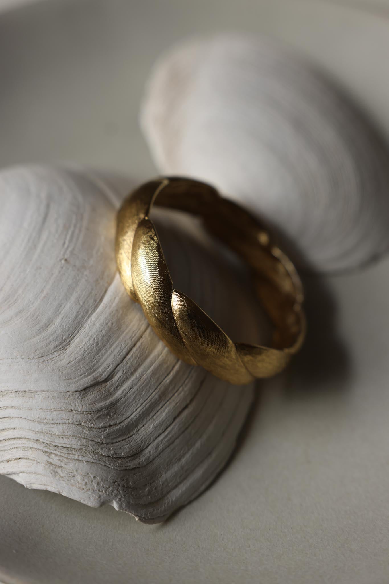 Givenchy Brushed Gold Textured Bangle|Vintage Baazaar 