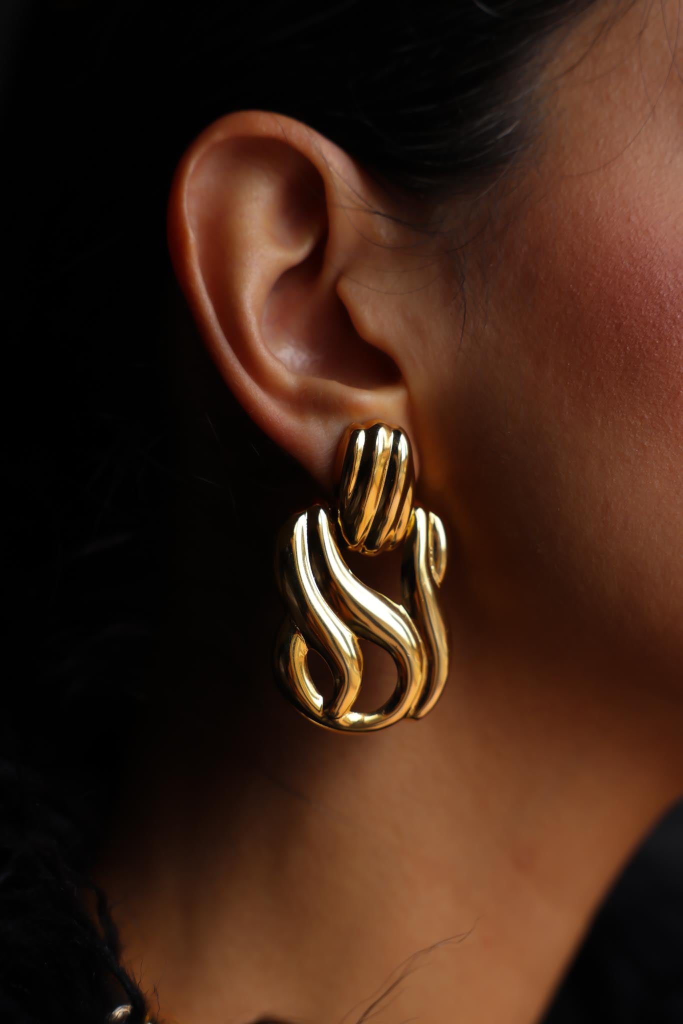 Golden Flame Statement Earrings|Vintage Baazaar 