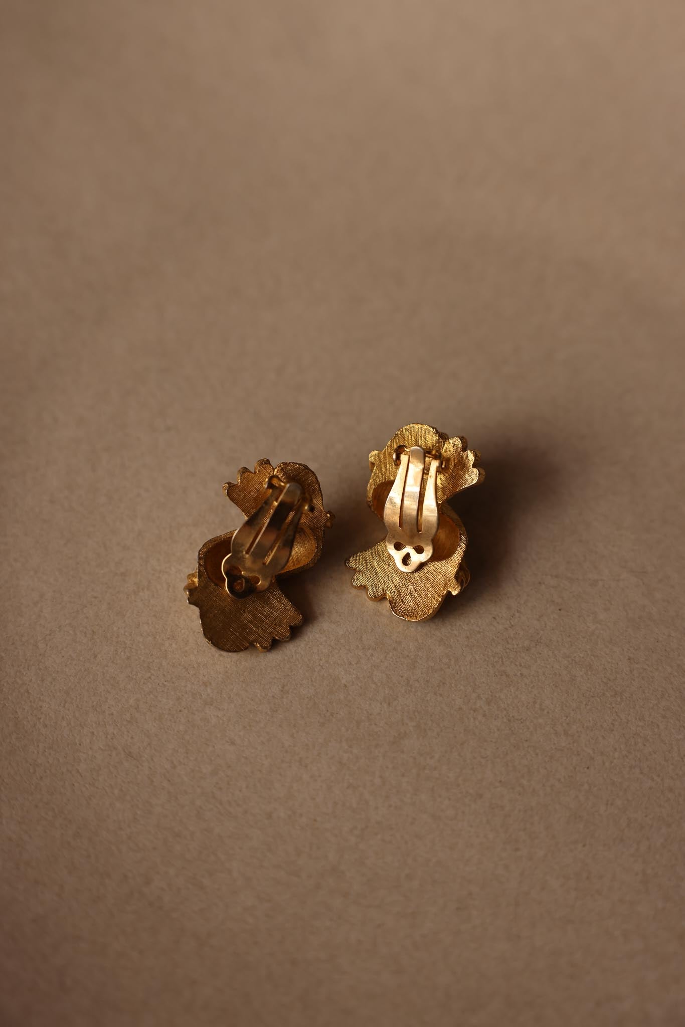Two-Tone Clip-On Earrings with Rhinestones|Vintage Baazaar 