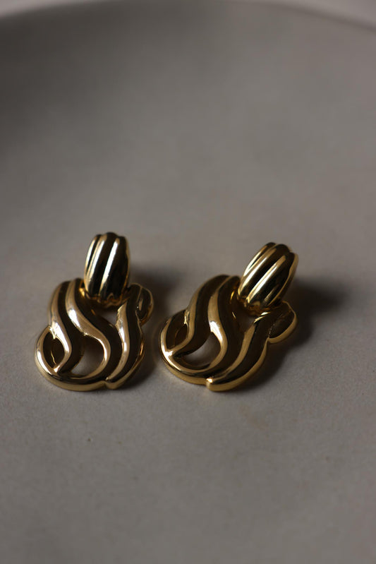 Golden Flame Statement Earrings|Vintage Baazaar 