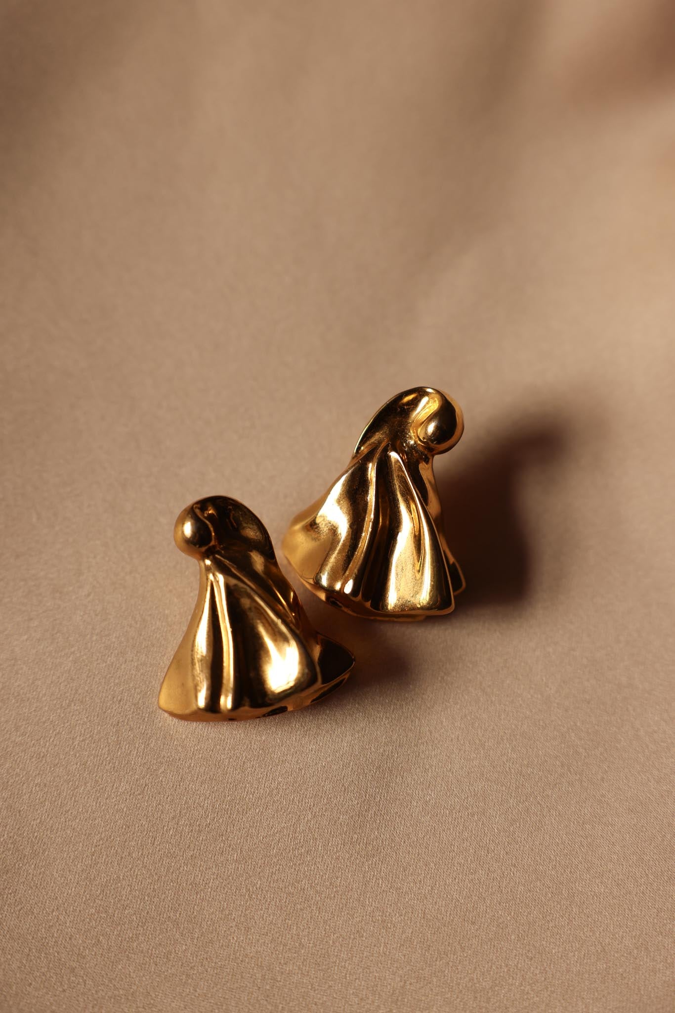 Gold-Tone Sculptural Folded Pierced Earrings
